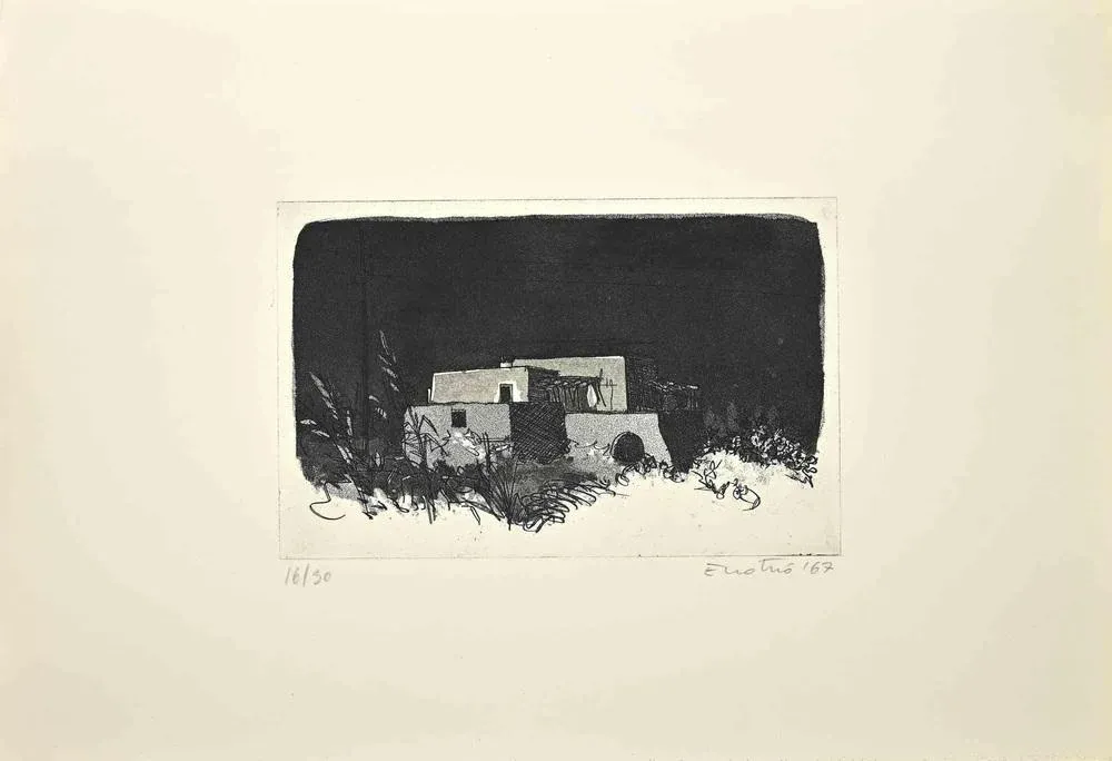 Claude Manoukian, Breton Houses, Lithograph