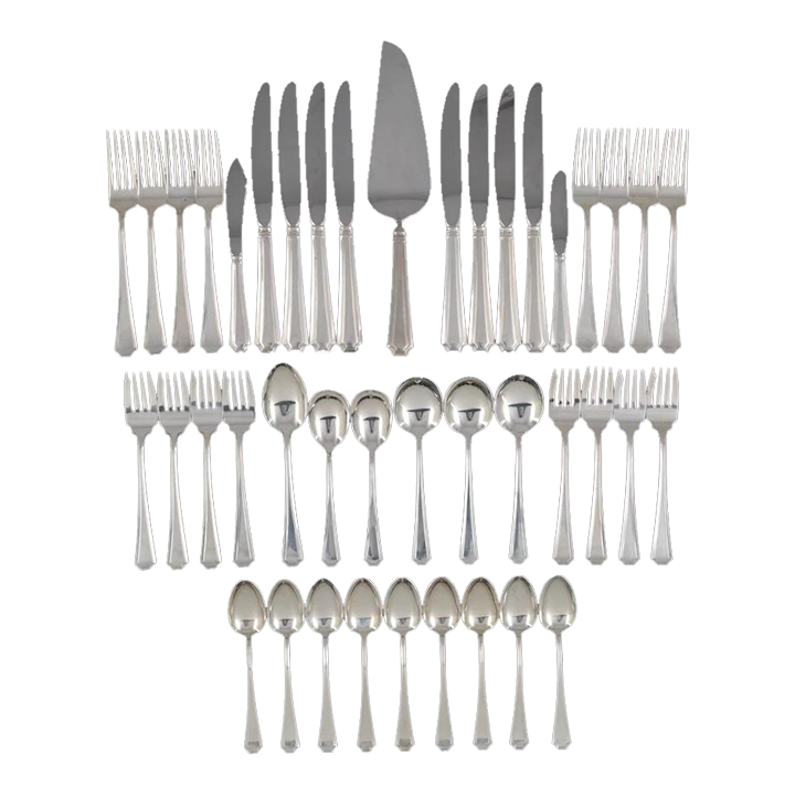 Mid 20th Century Gorham Fairfax Sterling Silver Flatware Set 42 Pieces