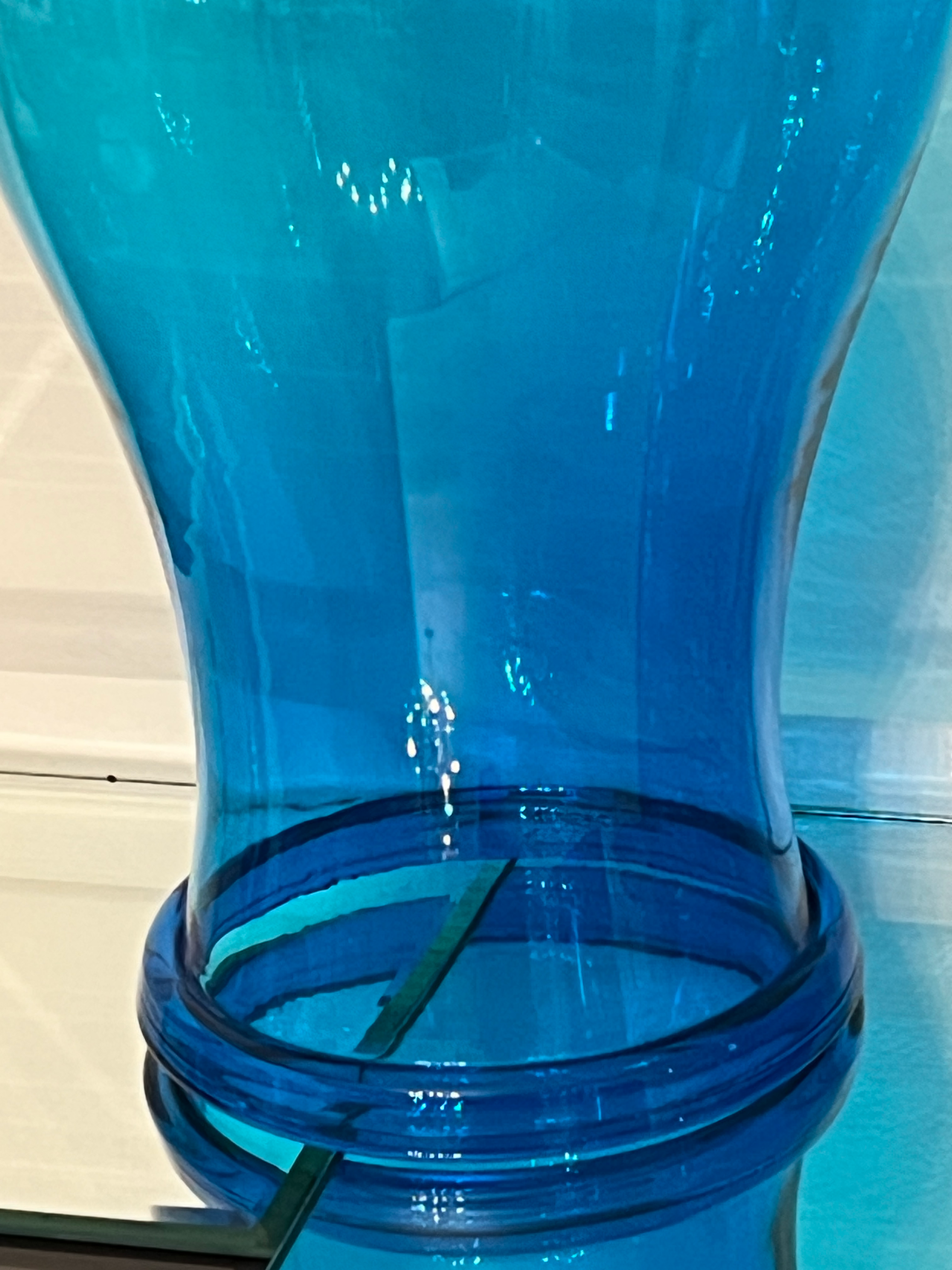 Pair of Late 20th Century Colonial Williamsburg Sapphire Glass Hurricane  Globes, Made by Royal Leerdam, image size:3024x4032