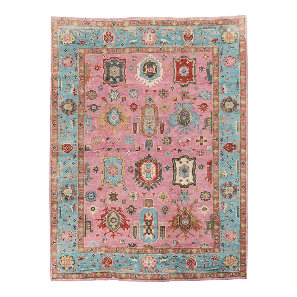 acohug＊ Oushak rug メダリオン　トルコラグ　86×58 Metropolis-Ushak Navy