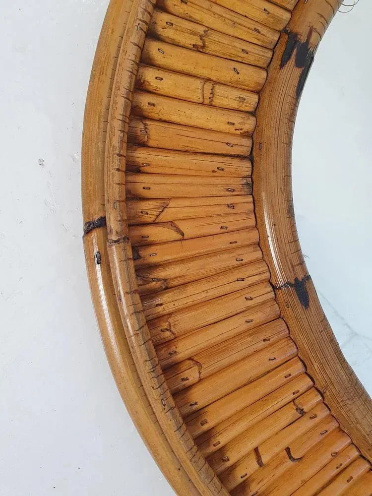 Arched Bamboo Mirror attributed to Vivai del Sud, Italy, 1960s