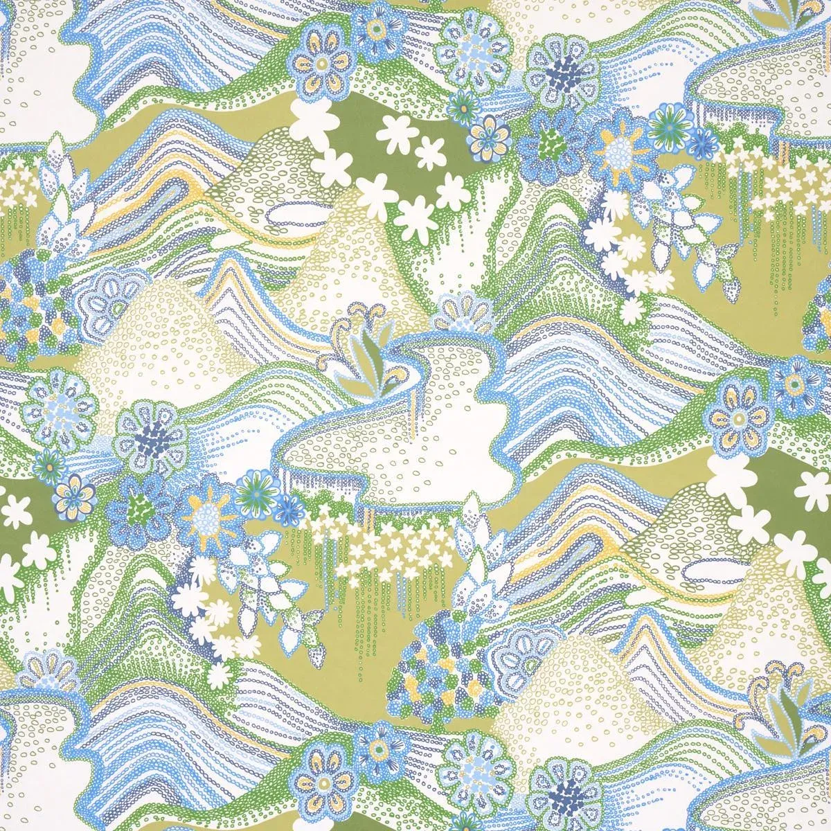 Sample - Schumacher X Clements Ribeiro Daisy Chain Wallpaper in Green
