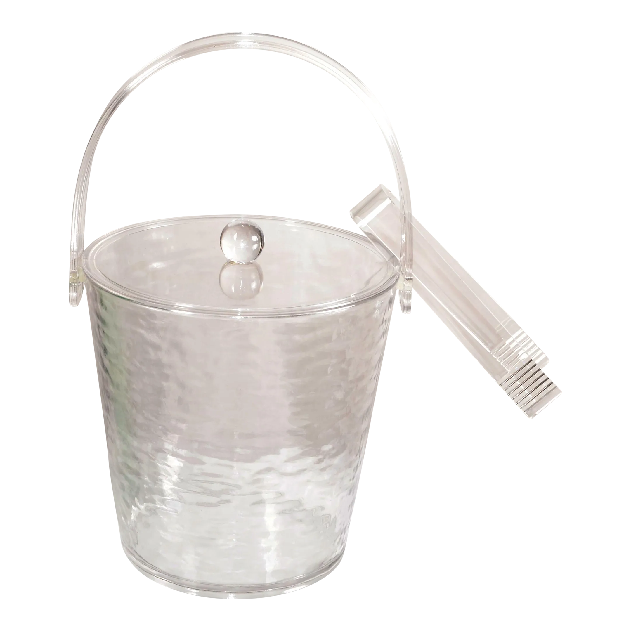 1980s Vintage Grainware Transparent Lucite Clear Acrylic Ice Bucket Lid