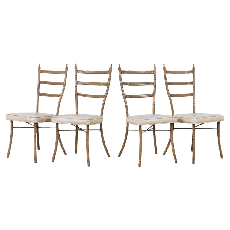 Italian MidCentury Faux Bamboo Dining Chairs Set of 4 Chairish
