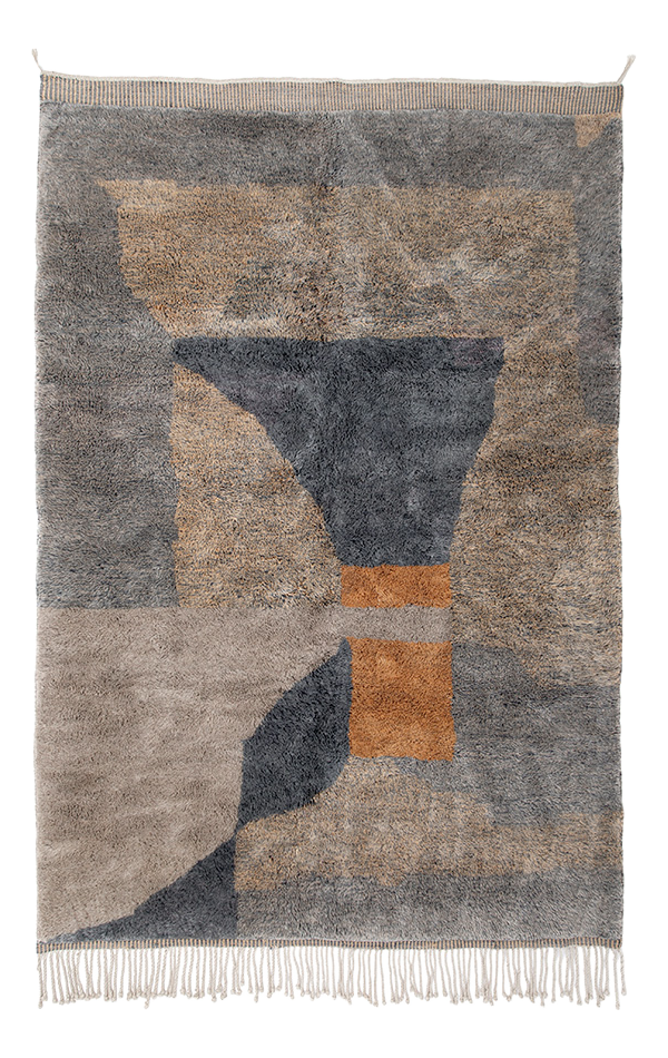 Absatract Hand-Knotted Wool Rug by Azele Studio