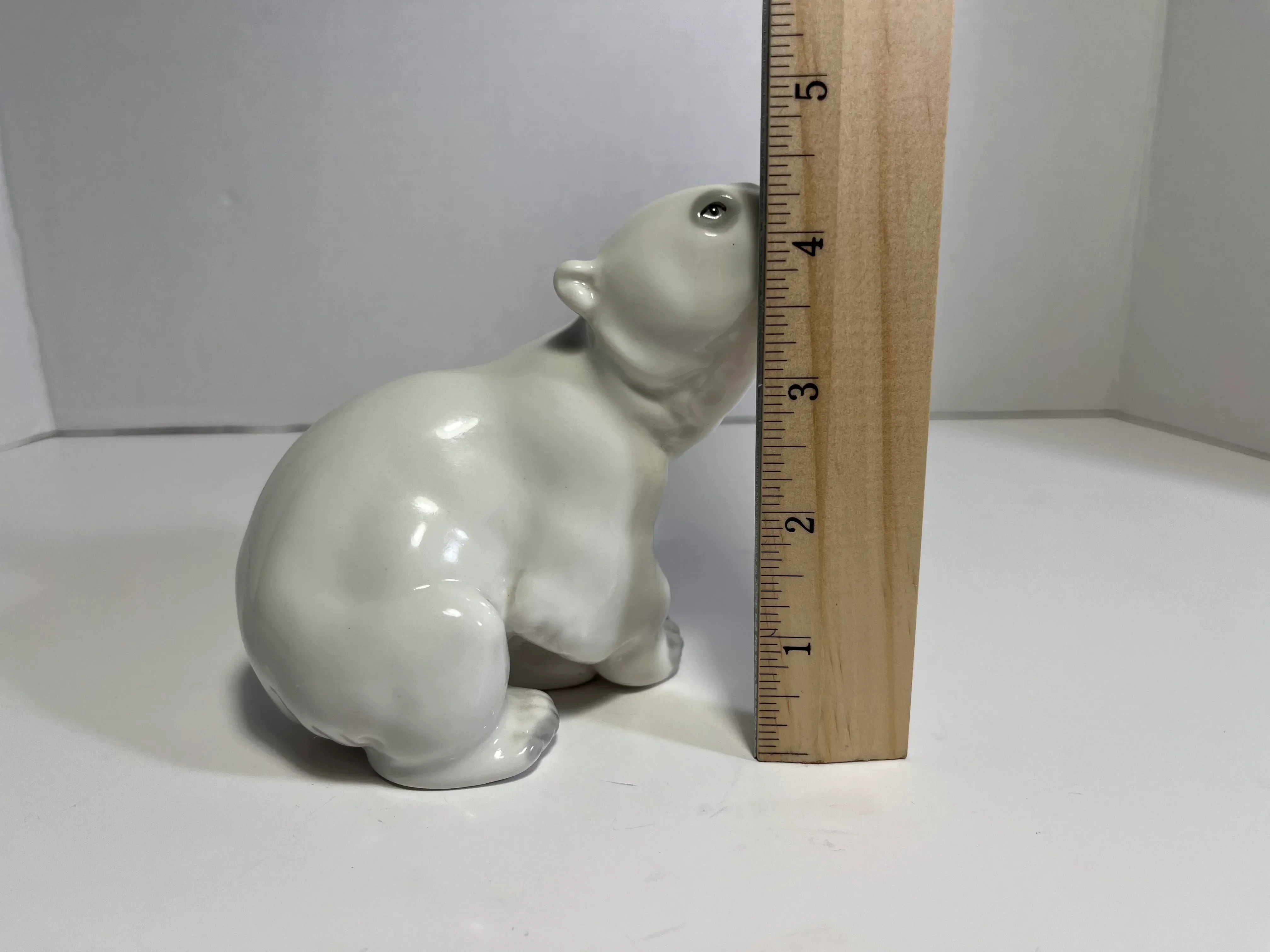 Vintage Lomonosov Porcelain Polar Bear Figurine Made in Ussr