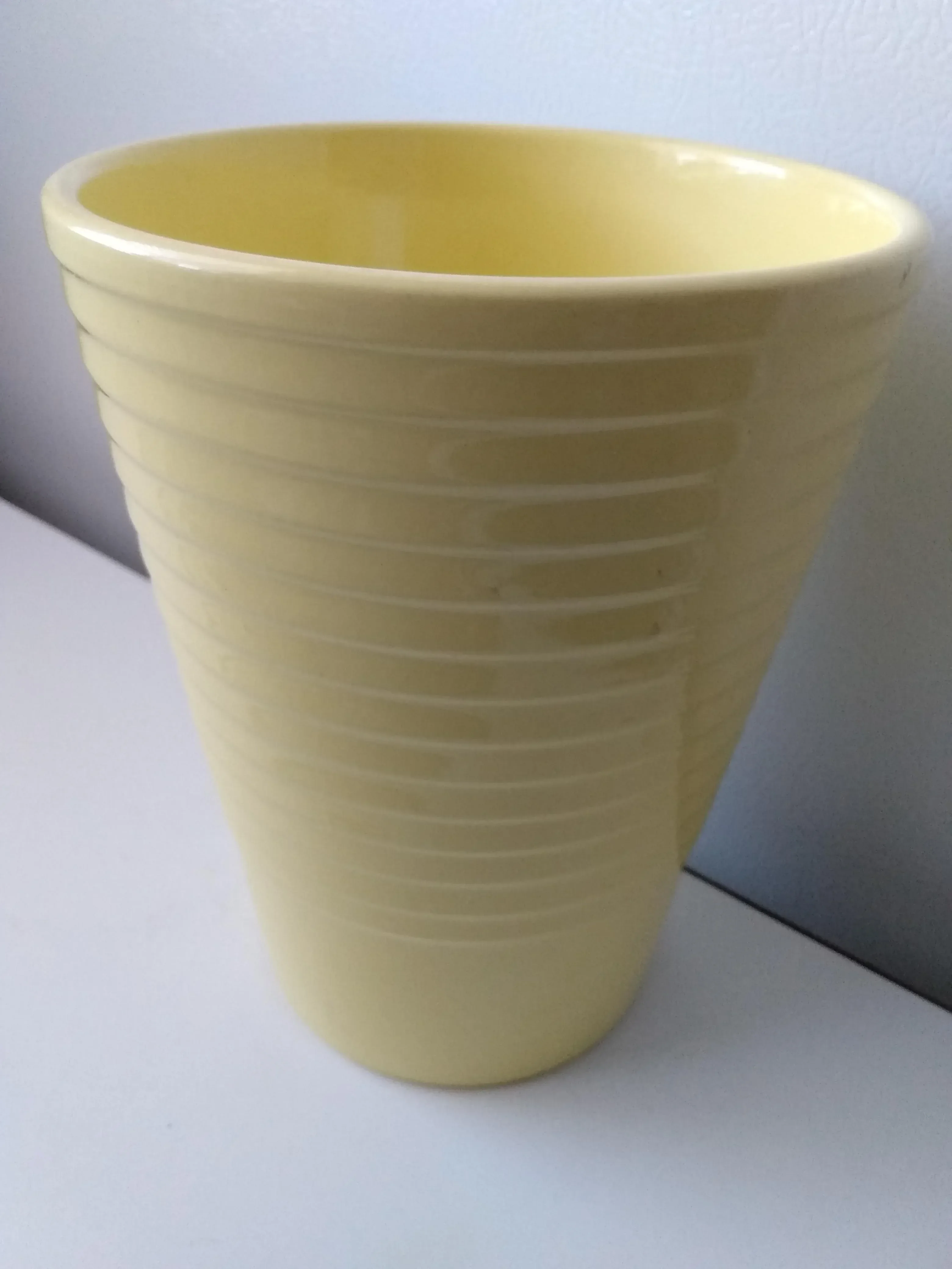 Mid 20th Century Vintage Yellow Ceramic German Vase