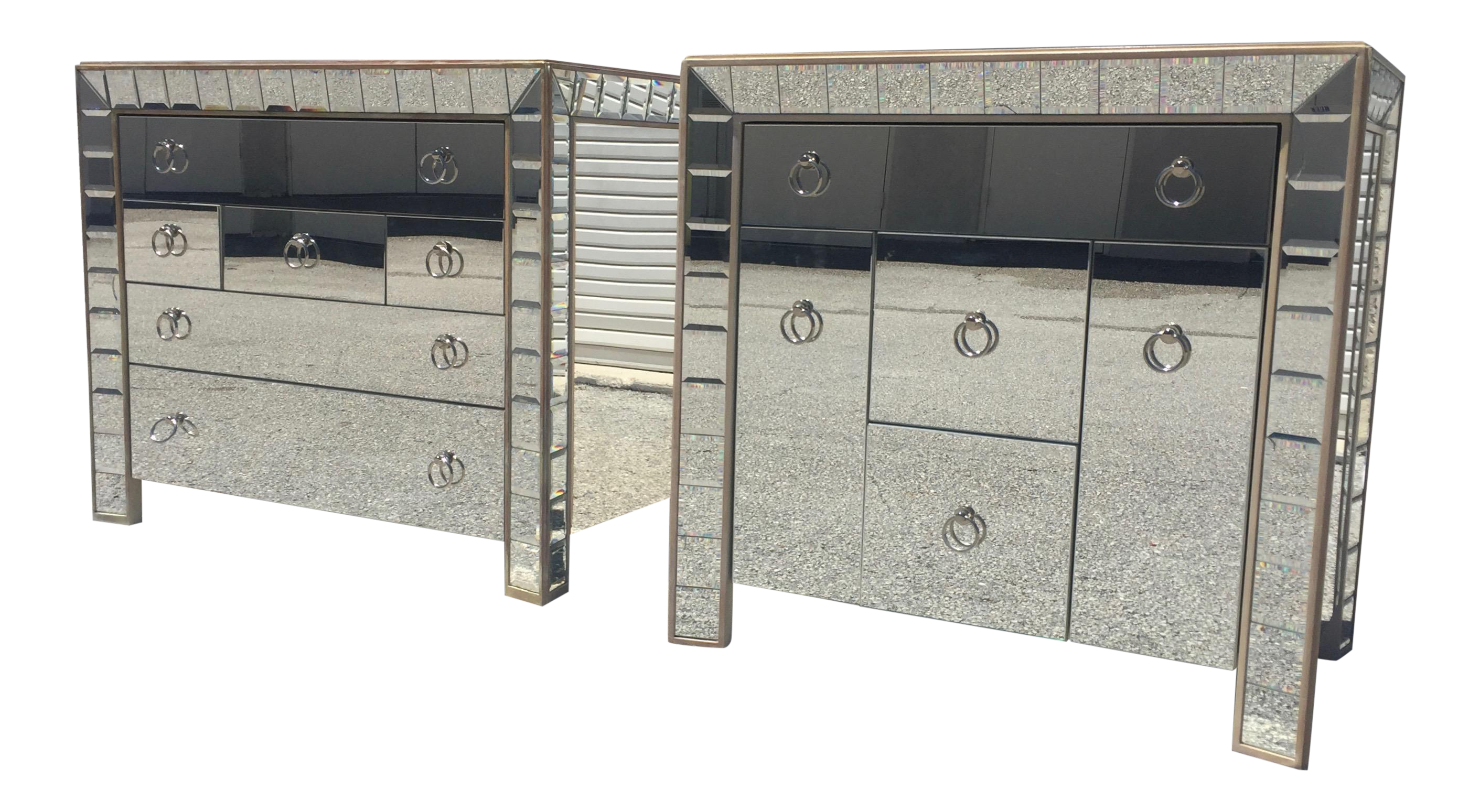 Mirrored Hollywood Regency Style Large Nightstand Chairish