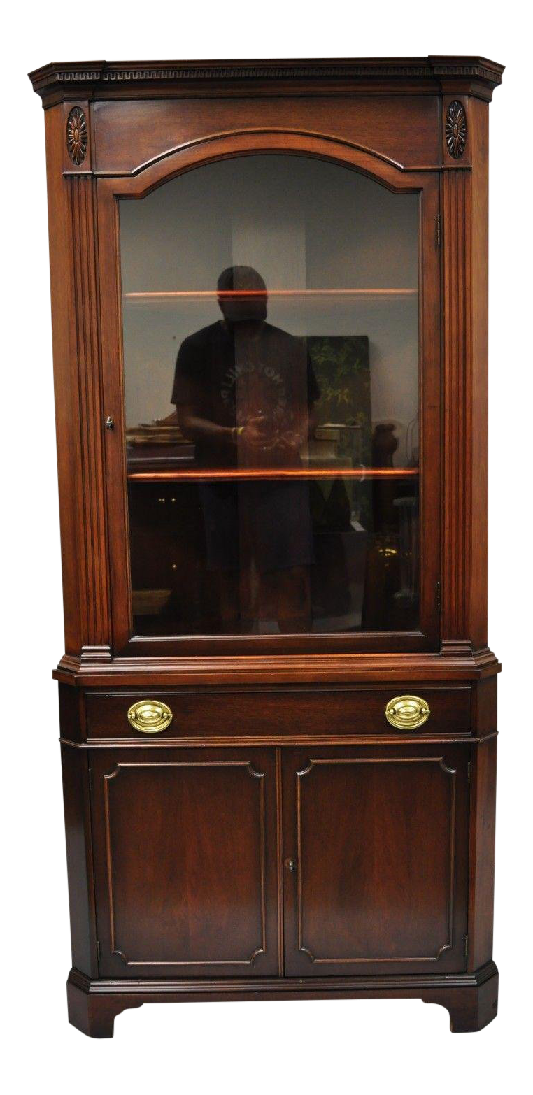 Drexel New Hampton Court Mahogany Glass Door Corner China