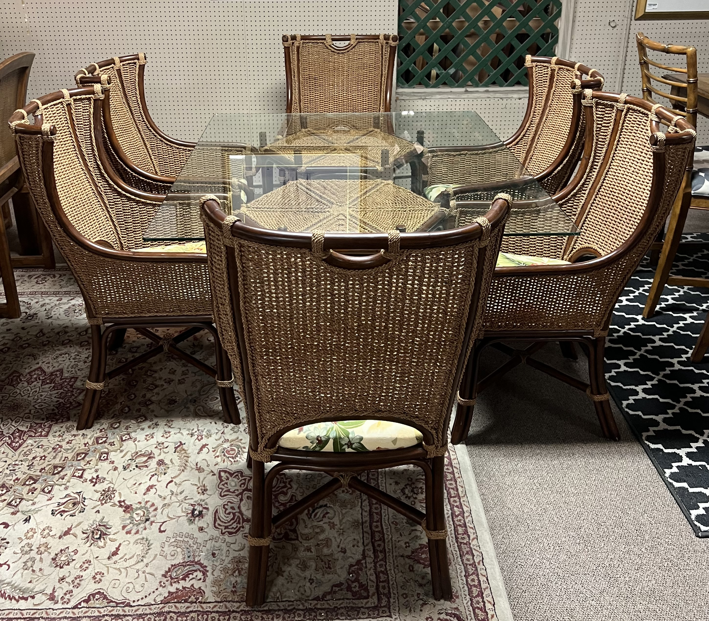 Wingback Rattan Dining Side Chair Rattan Dining Room Table Arm