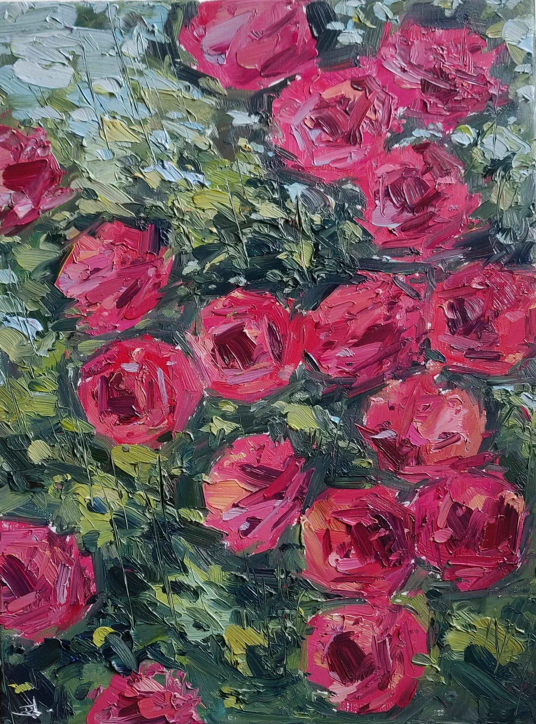 Pink Roses Still Life Oil Painting