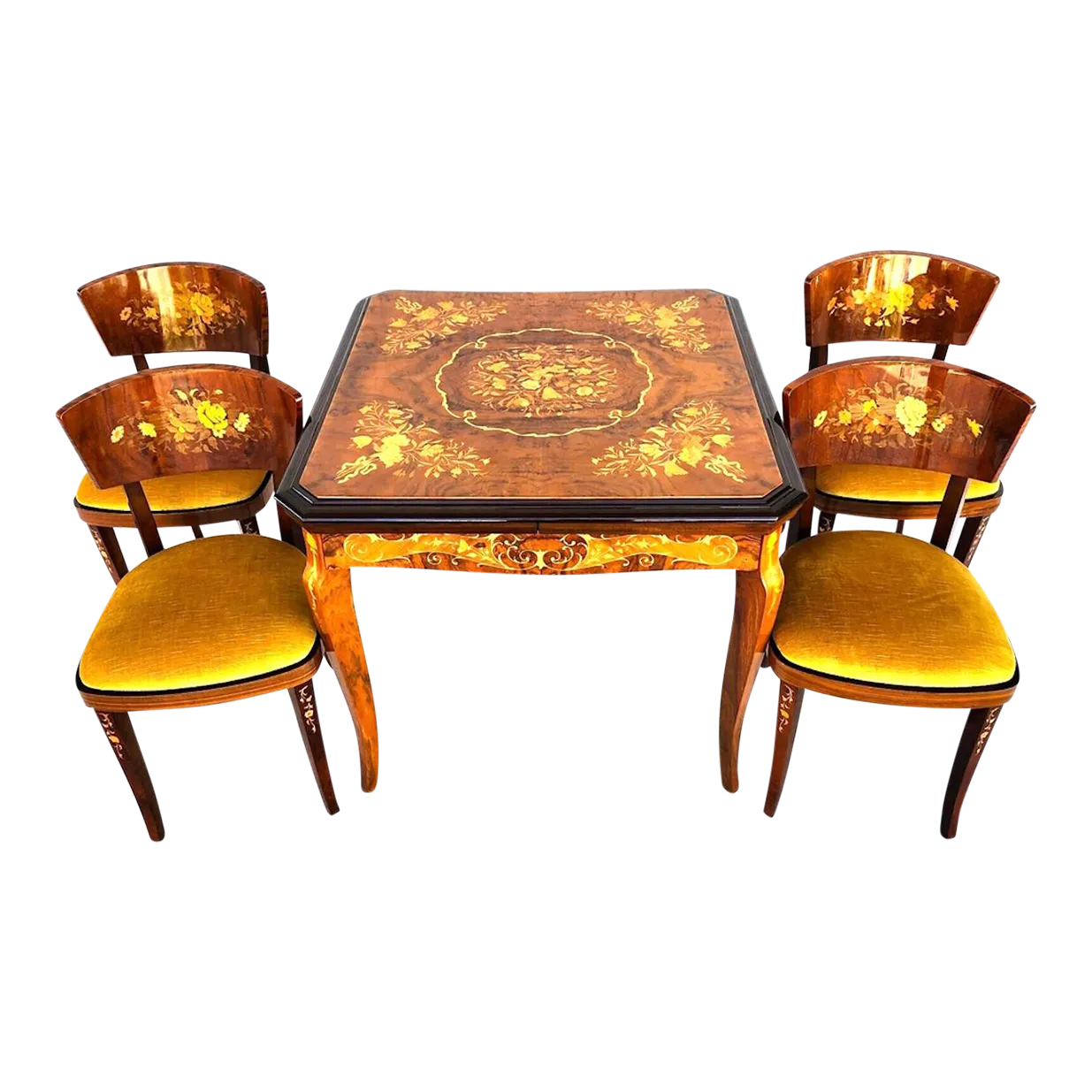 Notturno Intariso Casino Game Table Chairs Italian | Chairish