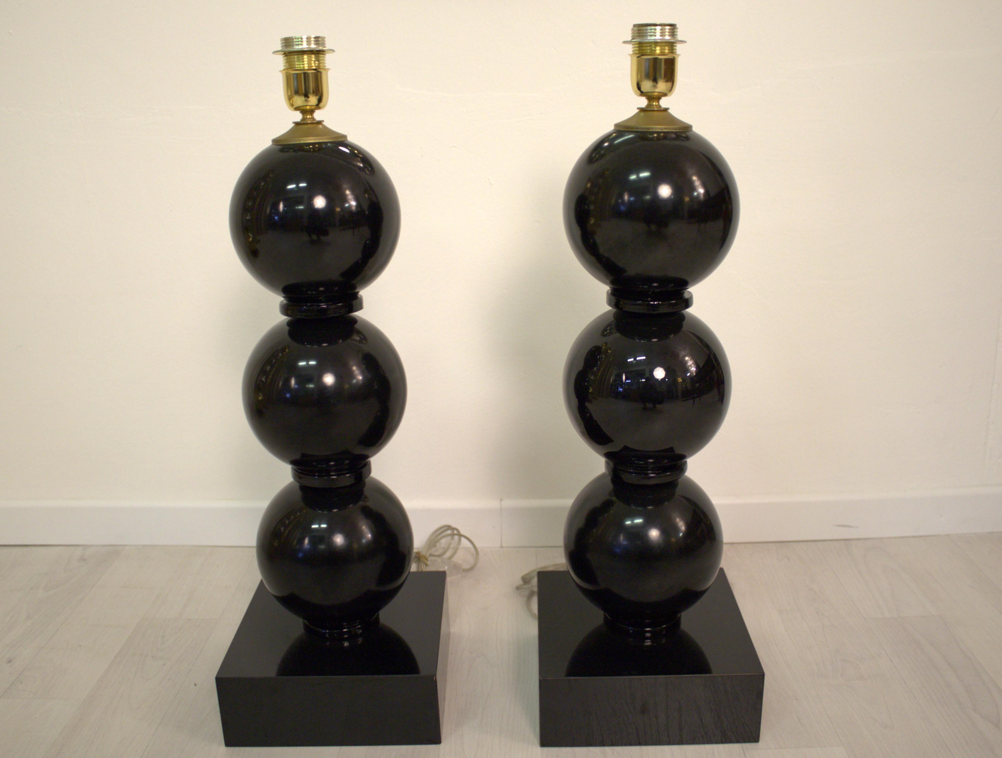 Murano Glass Table Lamps, 1980s, Set of 2