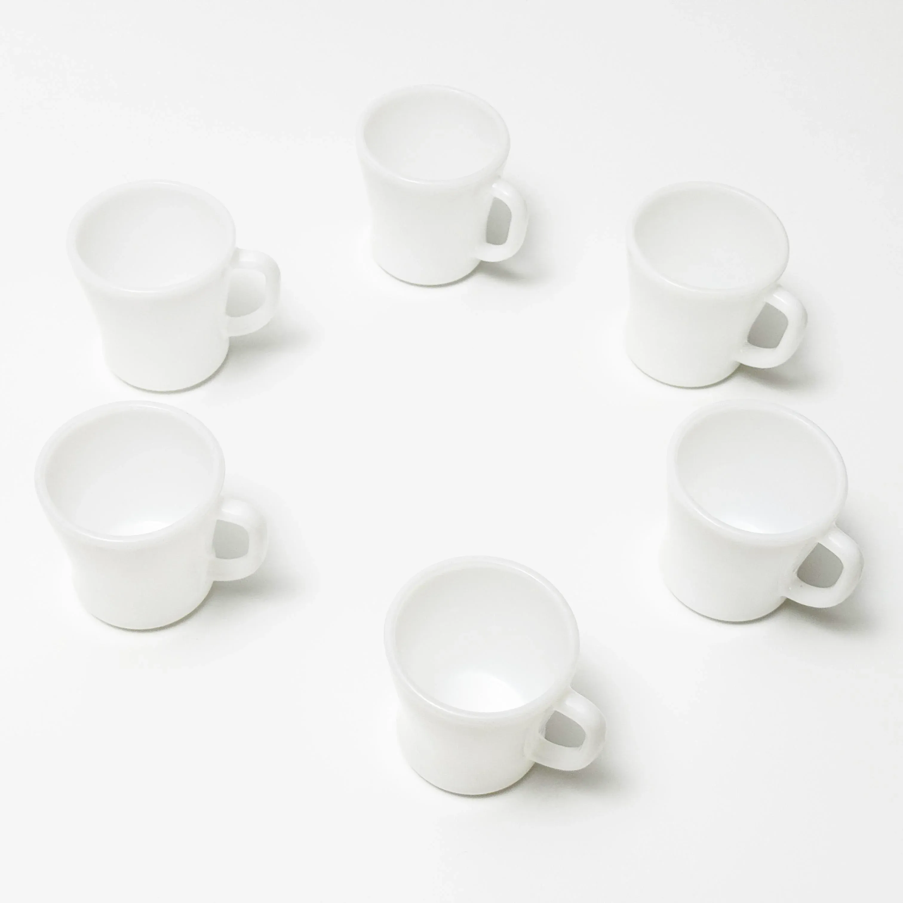 1950s Mid Century Modern Federal Glass Milk Glass Heat Proof Mugs - 6 Pieces