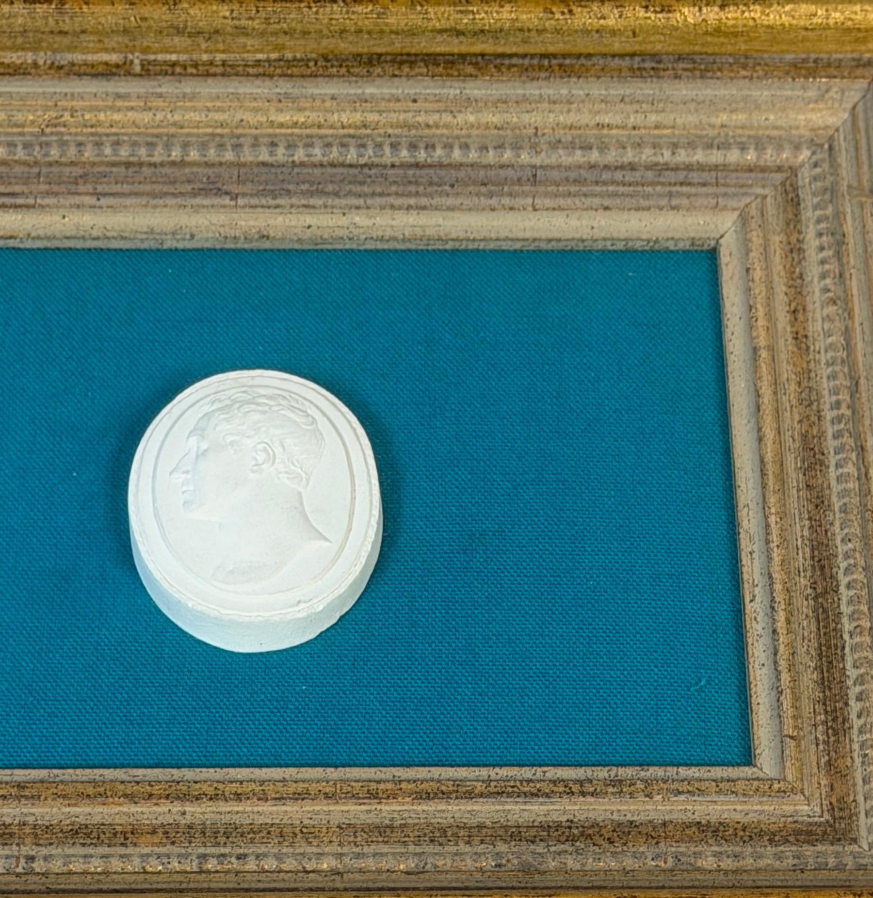 Framed Group of Seven Italian Grand Tour Cast Plaster Intaglios, 19th Century