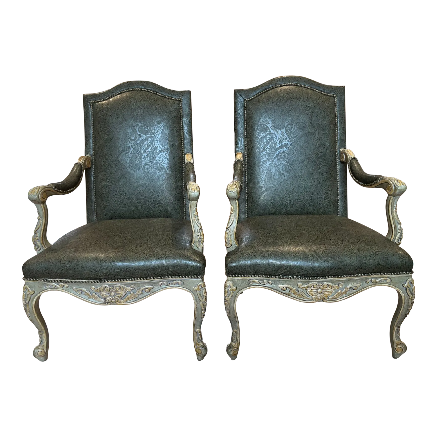 Excellent Condition PRADA Logo ShirtSet of 2, Century Furniture High Back Arm Chairs