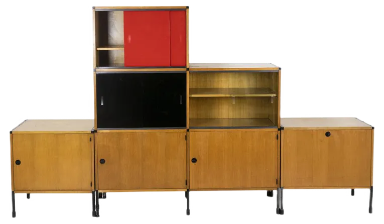 Bookcase in Oak and Metal by Pierre Guariche, 1960s