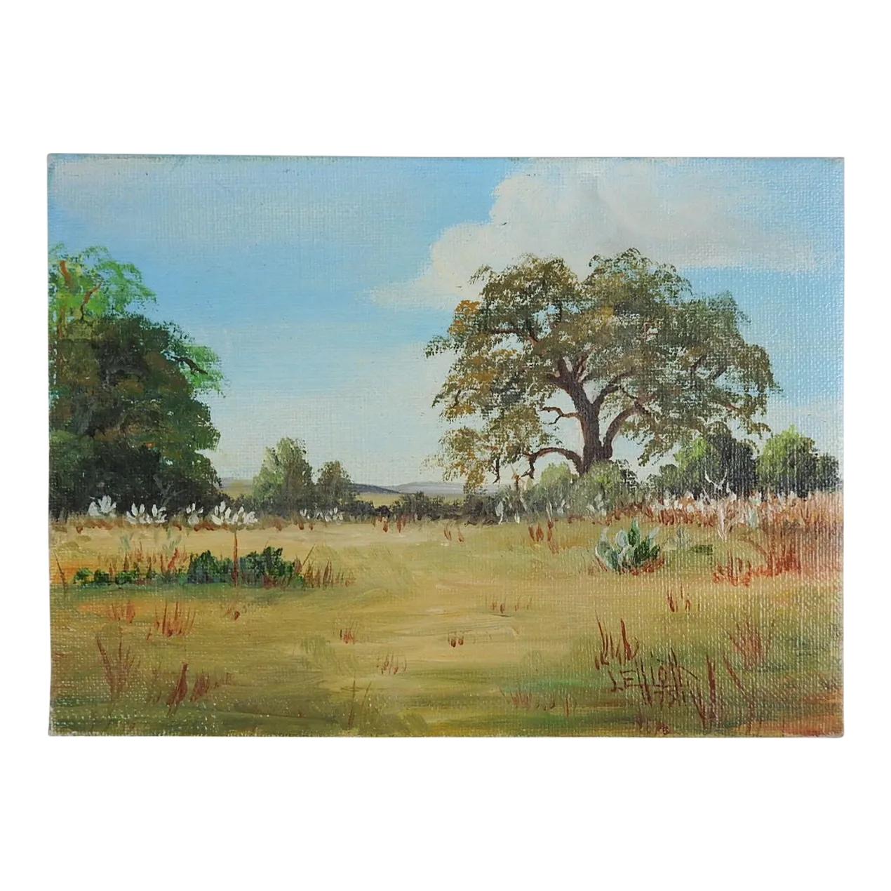 Vintage Oak Tree and Cactus Landscape Painting Chairish