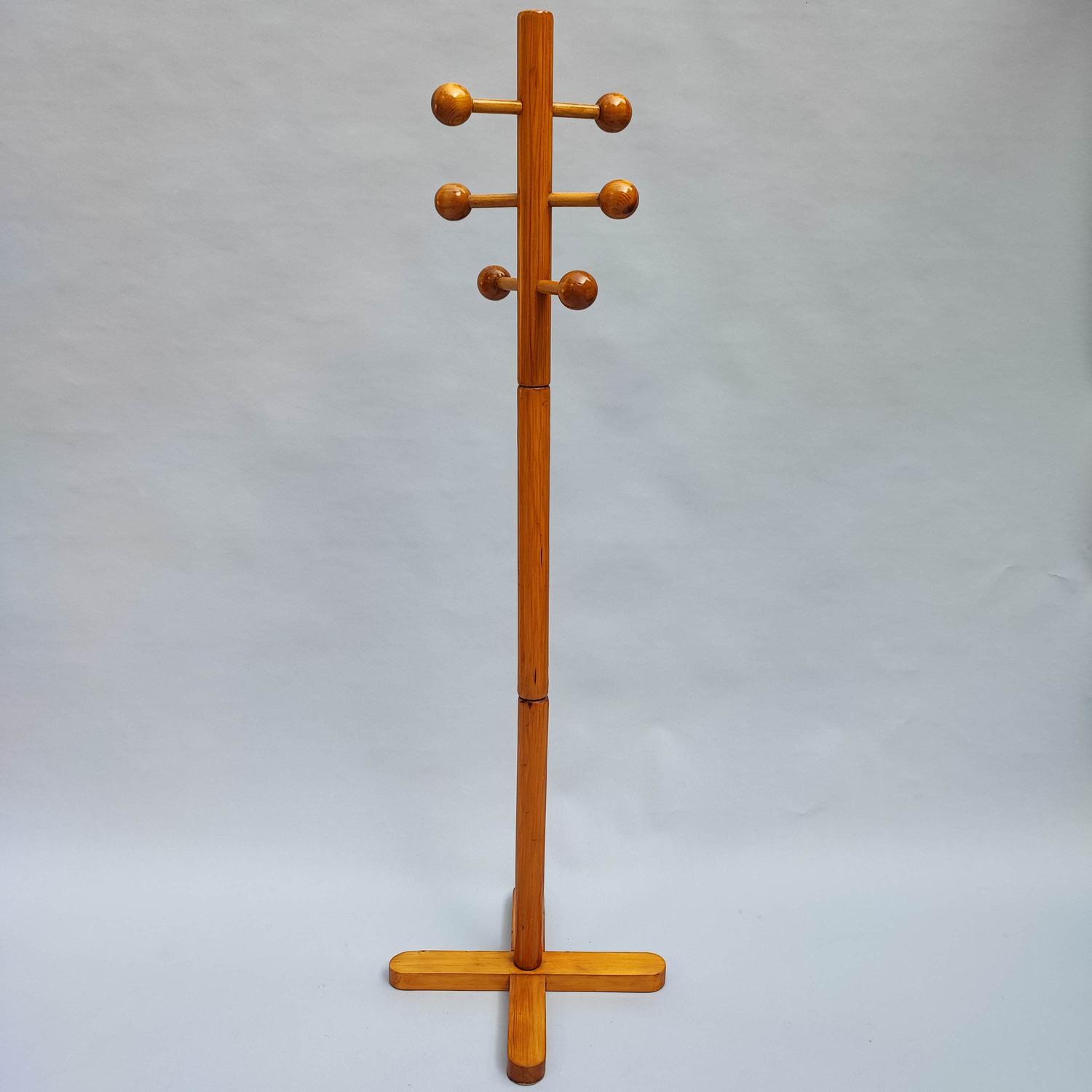 Mid-Century Pine Coat Rack, 1970s