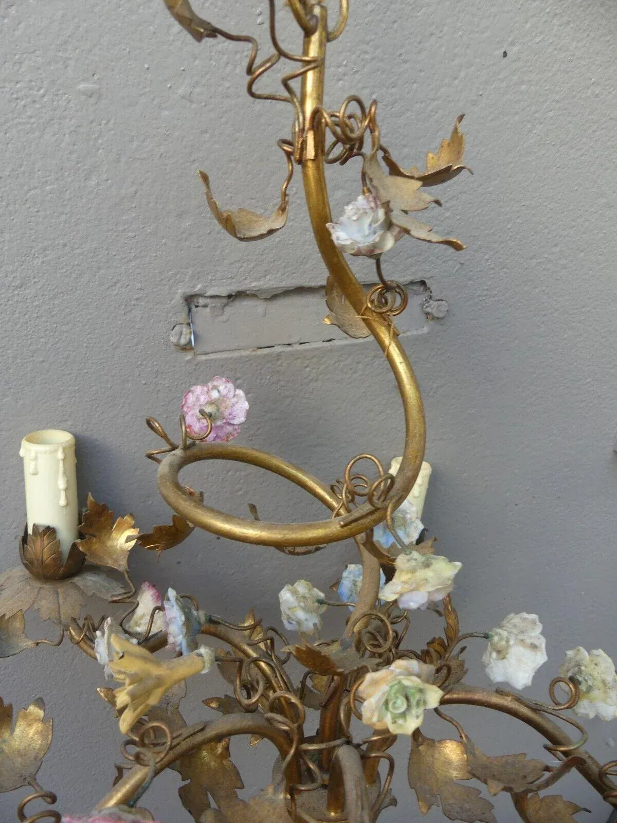 19thc French Louis XVI Floral Form/ Porcelain Saxe/ Ormolu