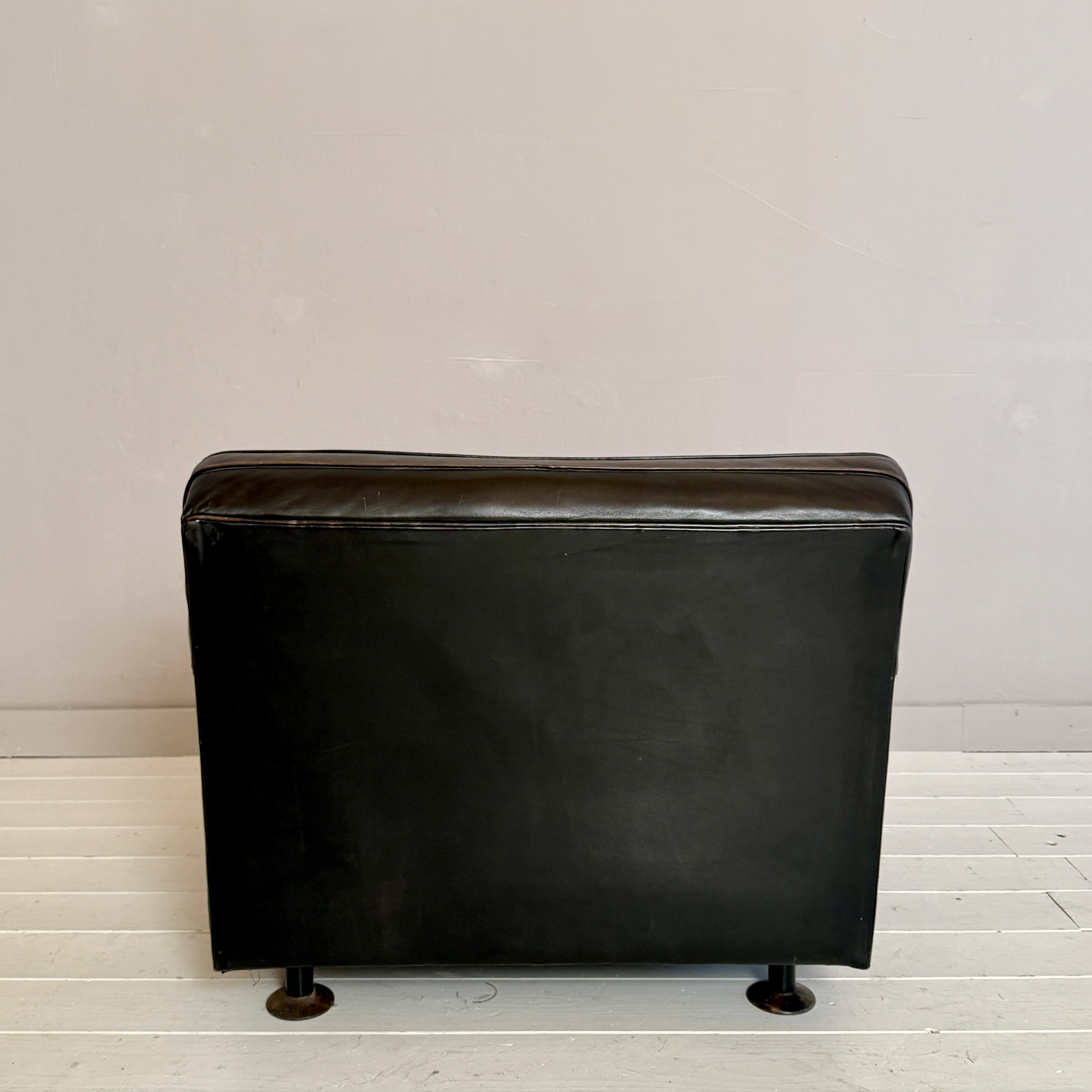 Square Armchair in Dark Brown Leather by Marco Zanuso for Arflex, 1960s