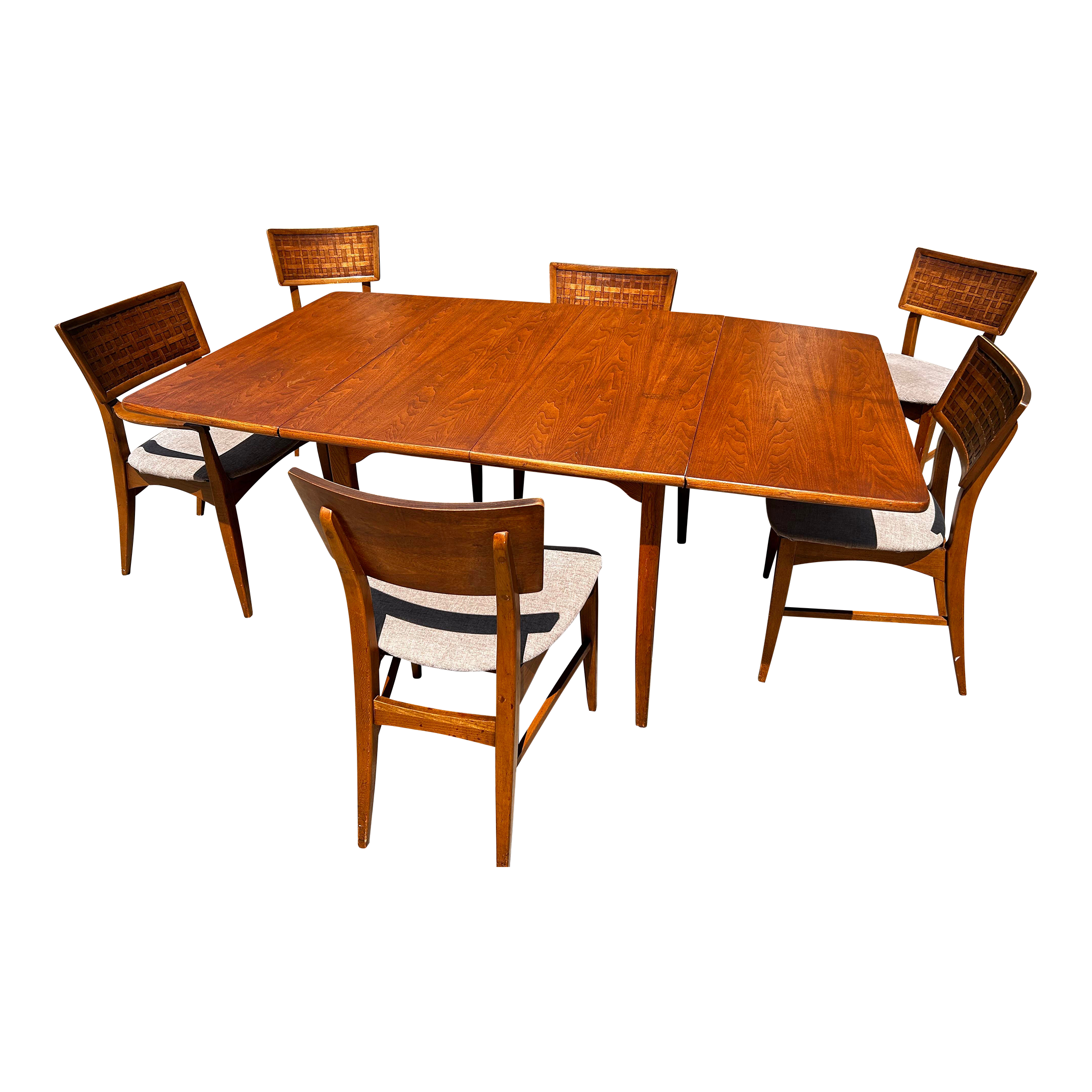 1960s Mid Century Lane Perception Dining Room Table and Chairs Set of 7