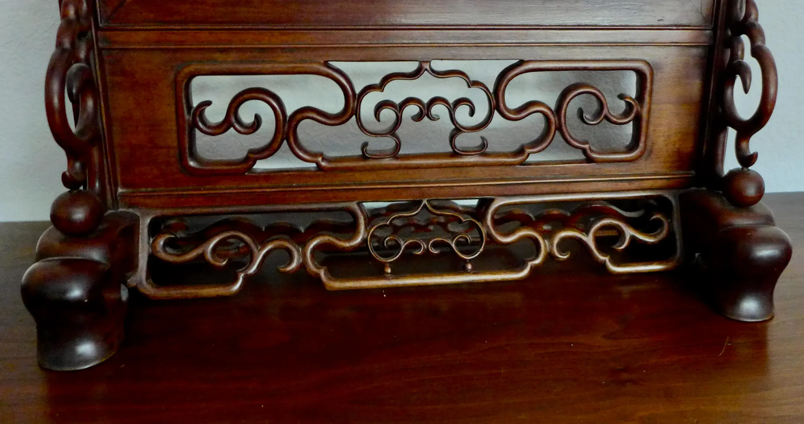 姫鏡台　前黒柿　vintage mirror 組み立て式　民藝 Antique Vanity Mirror with Cherub Angel & Bird, Cupid. For