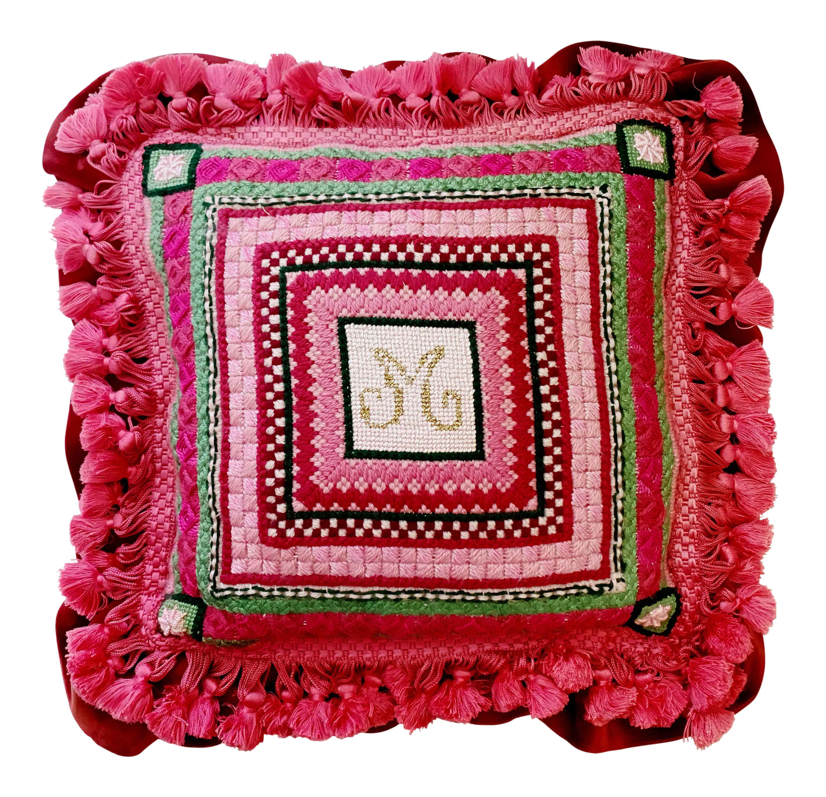Vintage Ca 1960s Monogram M Or W Needlepoint Pillow Chairish