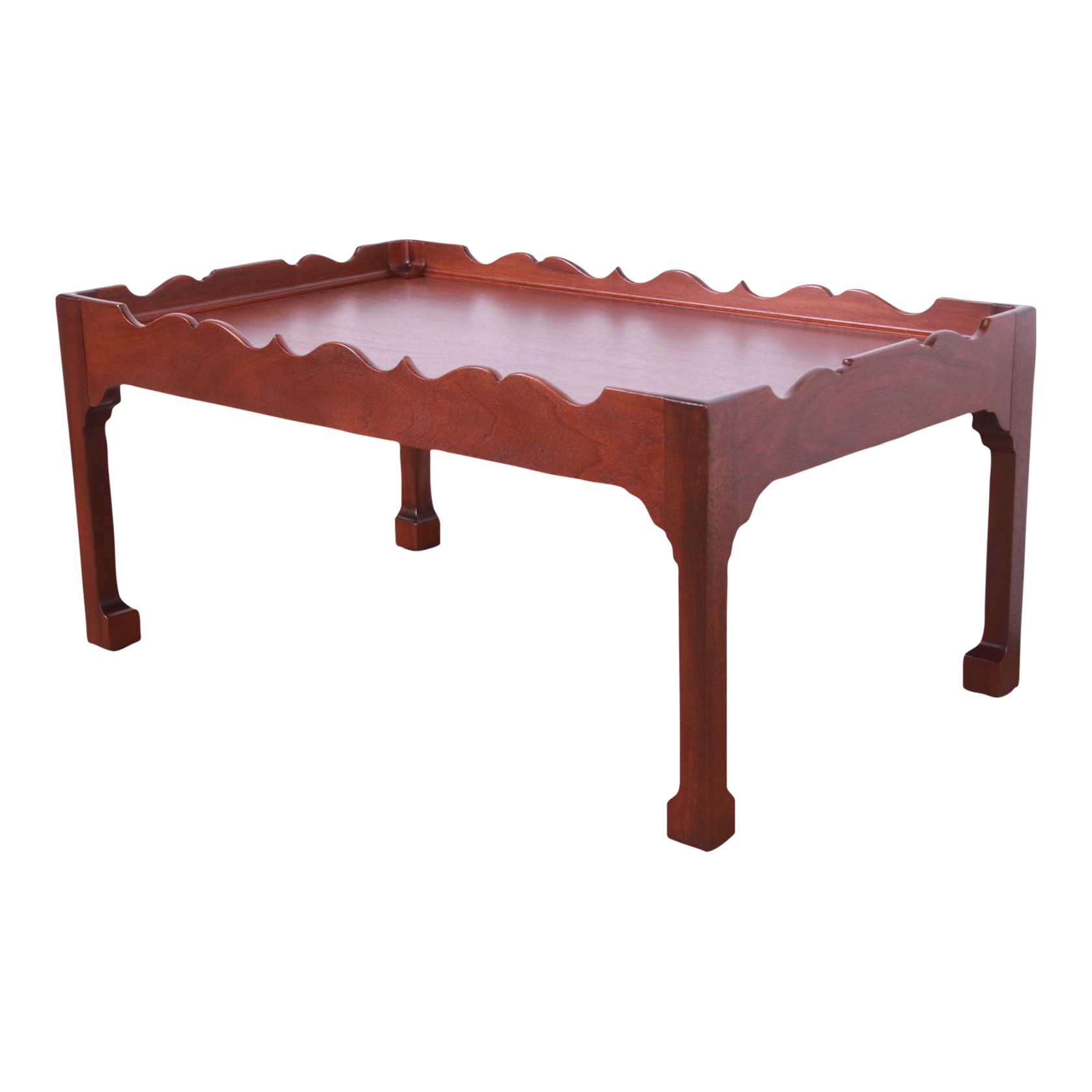 Baker Furniture Chinese Chippendale Carved Mahogany Coffee Table, Newly