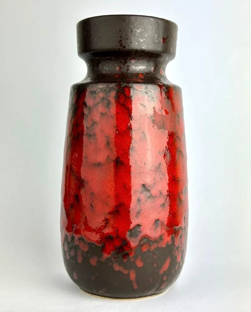 242-22 Red and Black Fat Drip Lava Ceramic Vase from Scheurich