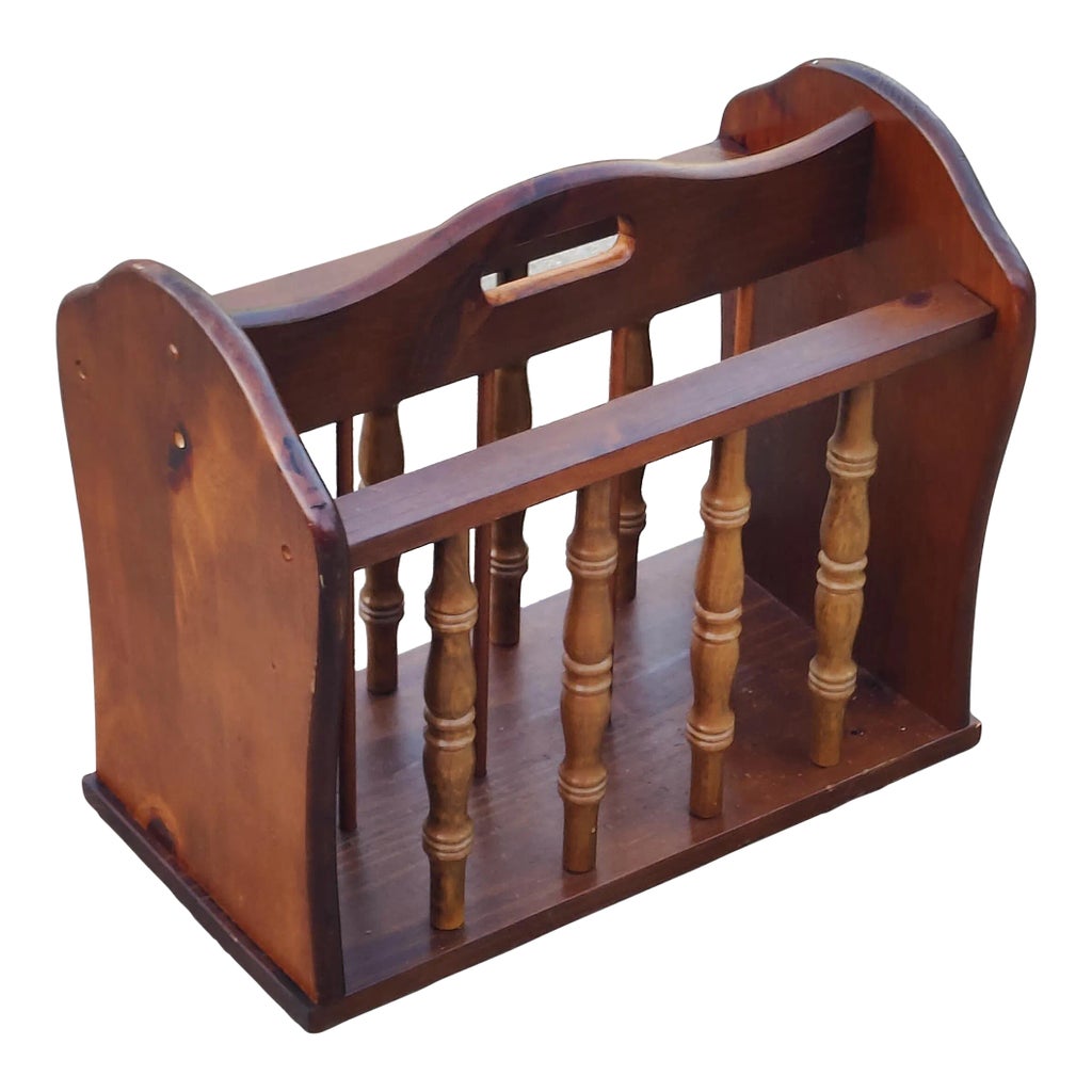 Mid 20th Century Vintage Wooden Magazine Rack, Newspaper Holder | Chairish