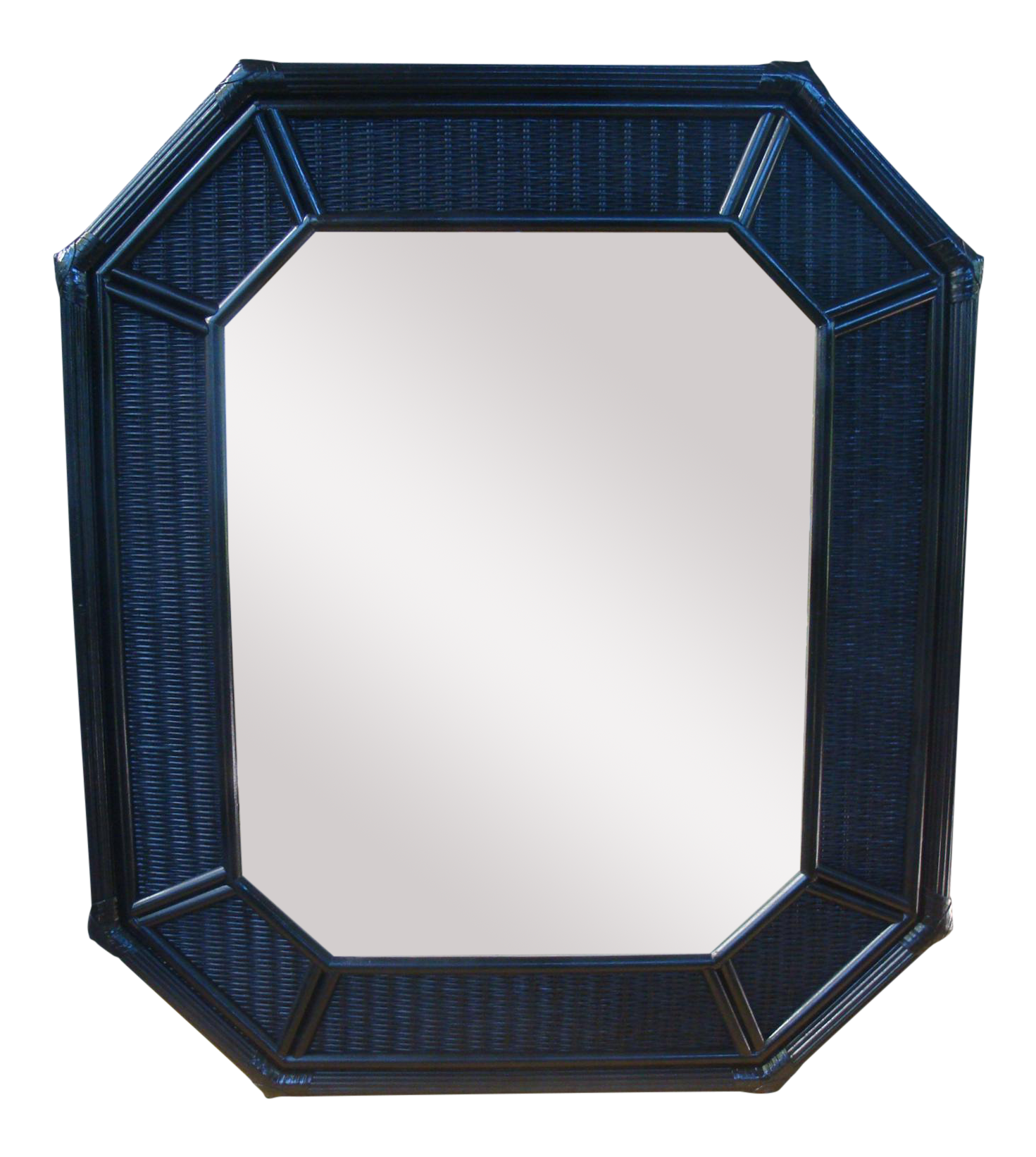 42" Chinoiserie Black Octagonal Rattan Wicker Mirror Chairish