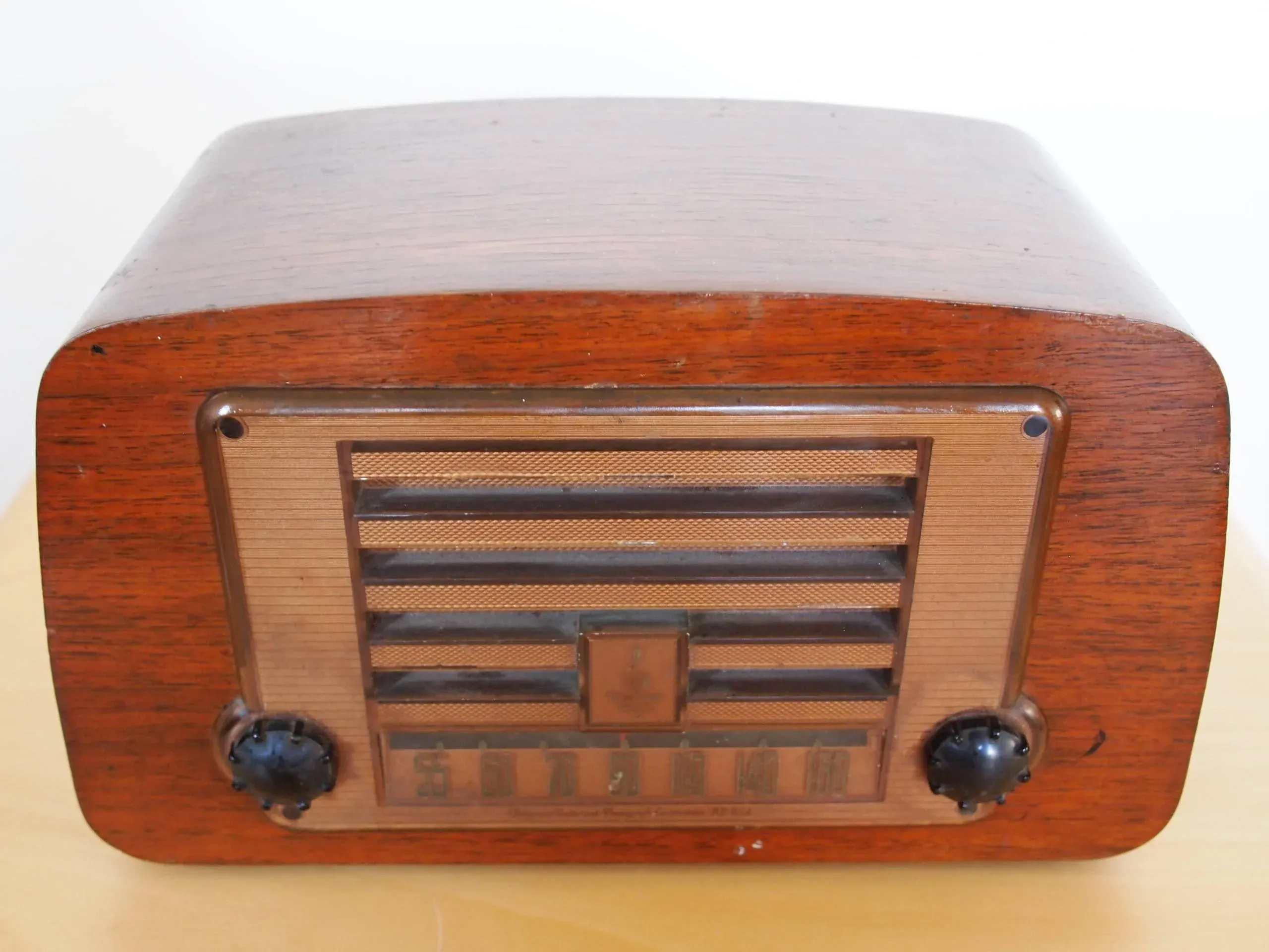 Vintage Eames Emerson 588a Radio, Walnut Bent Plywood, Mid-Century