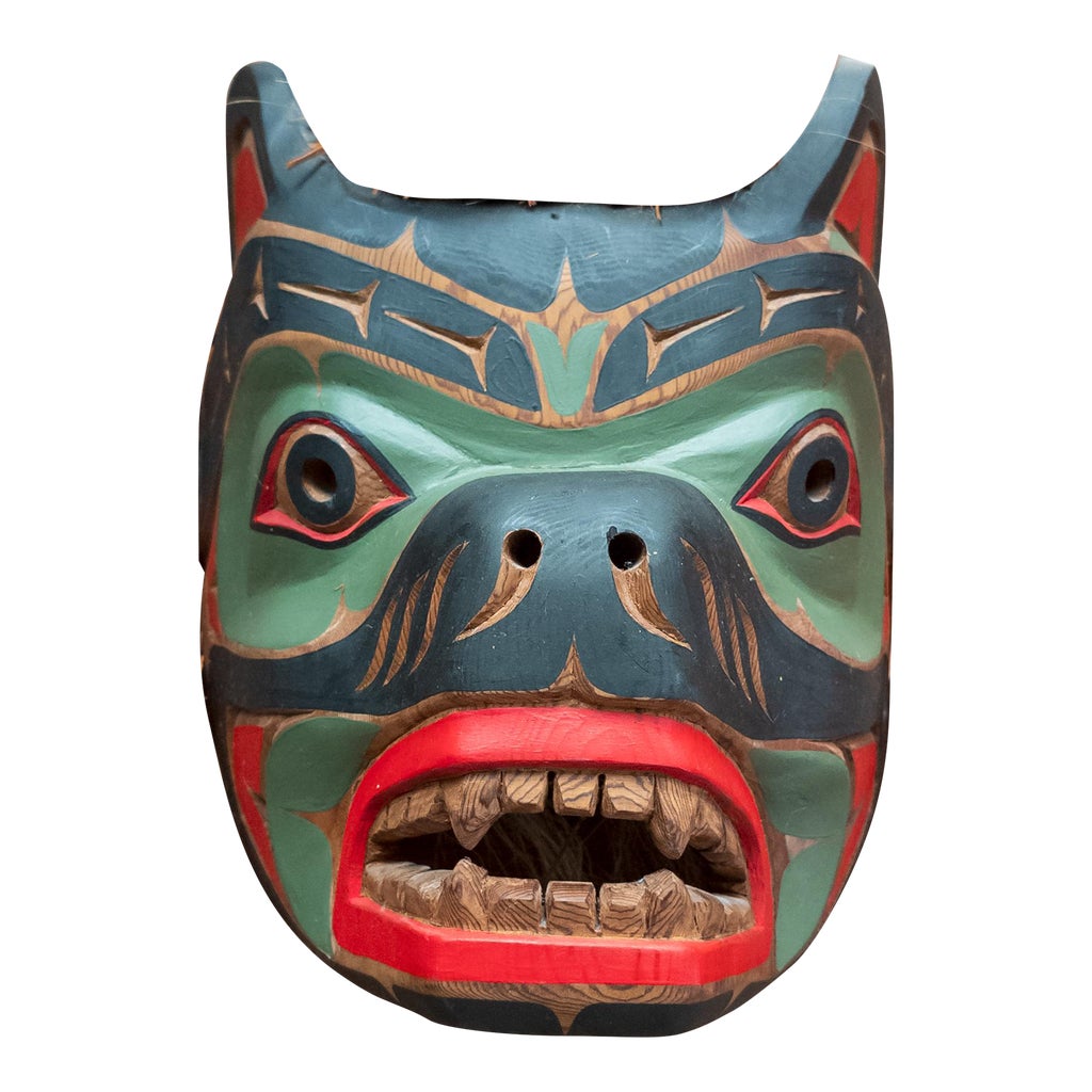 20th Century Native American Indian Northwest Coast Carved Bear Mask by ...