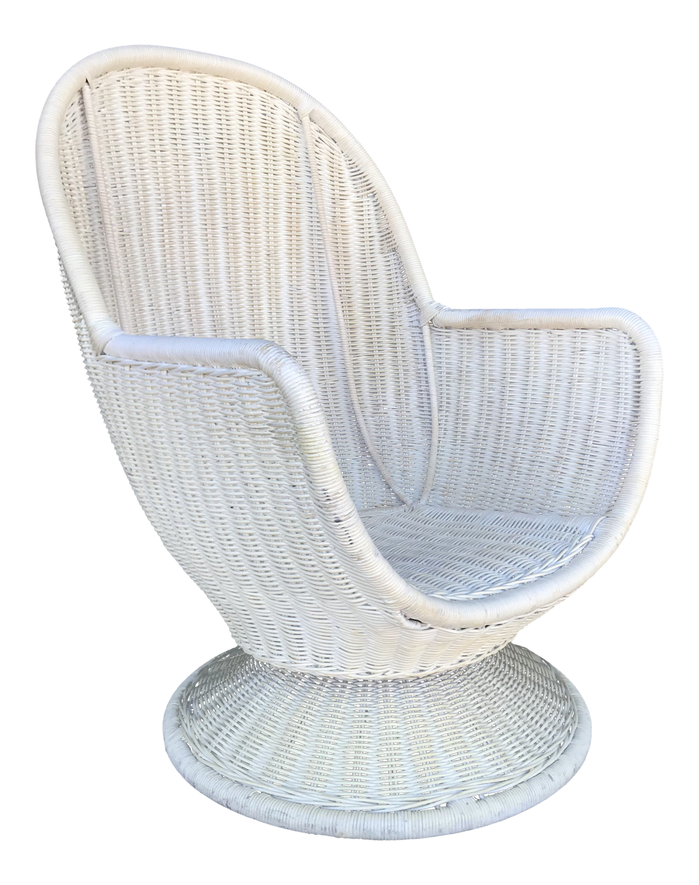 egg accent chair on Vintage Wicker Swivel Egg Chair Chairish