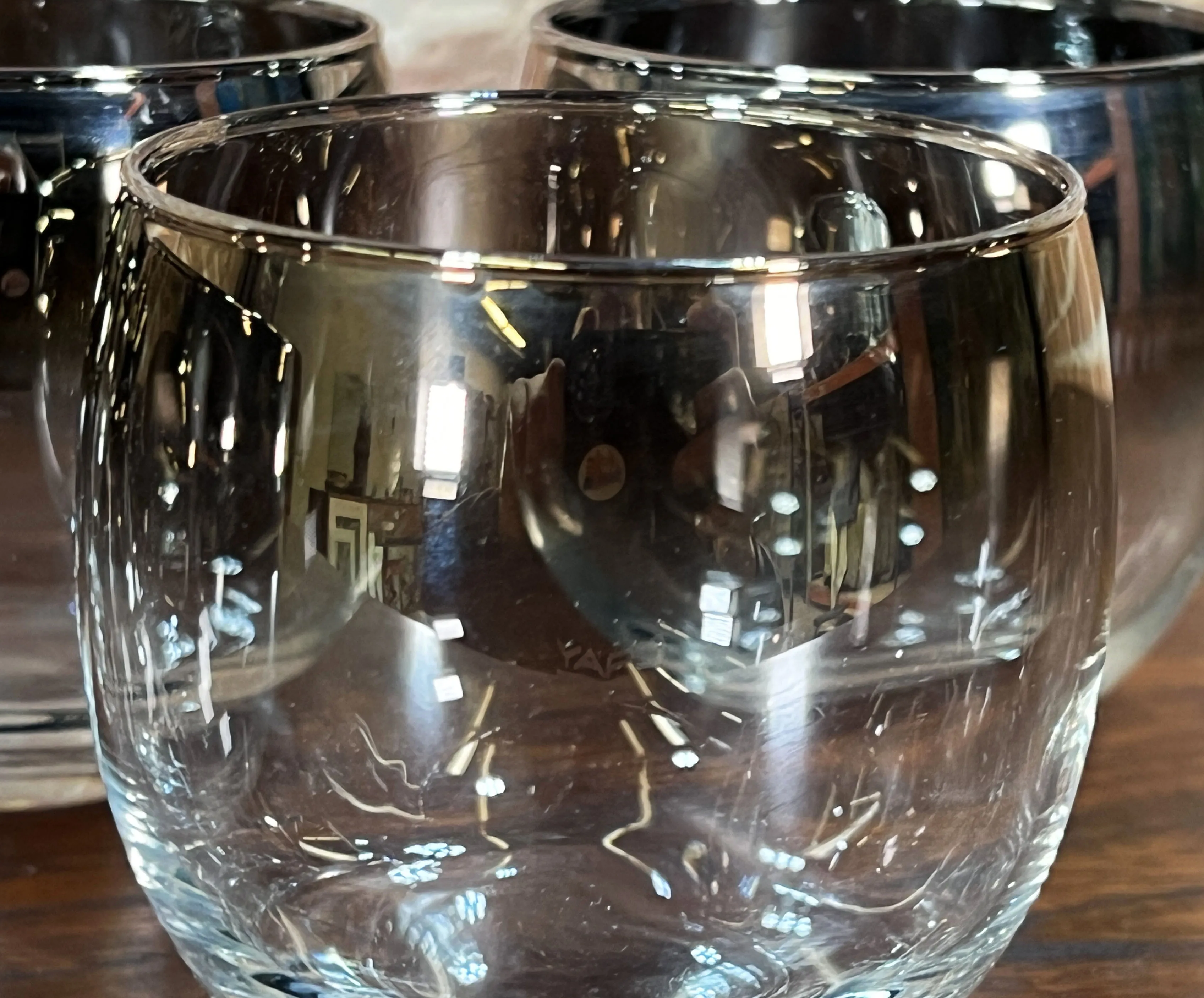 Mid Century Modern Dorothy Thorpe Silver Ombre Cocktail / Whiskey Glasses - Set of 5
