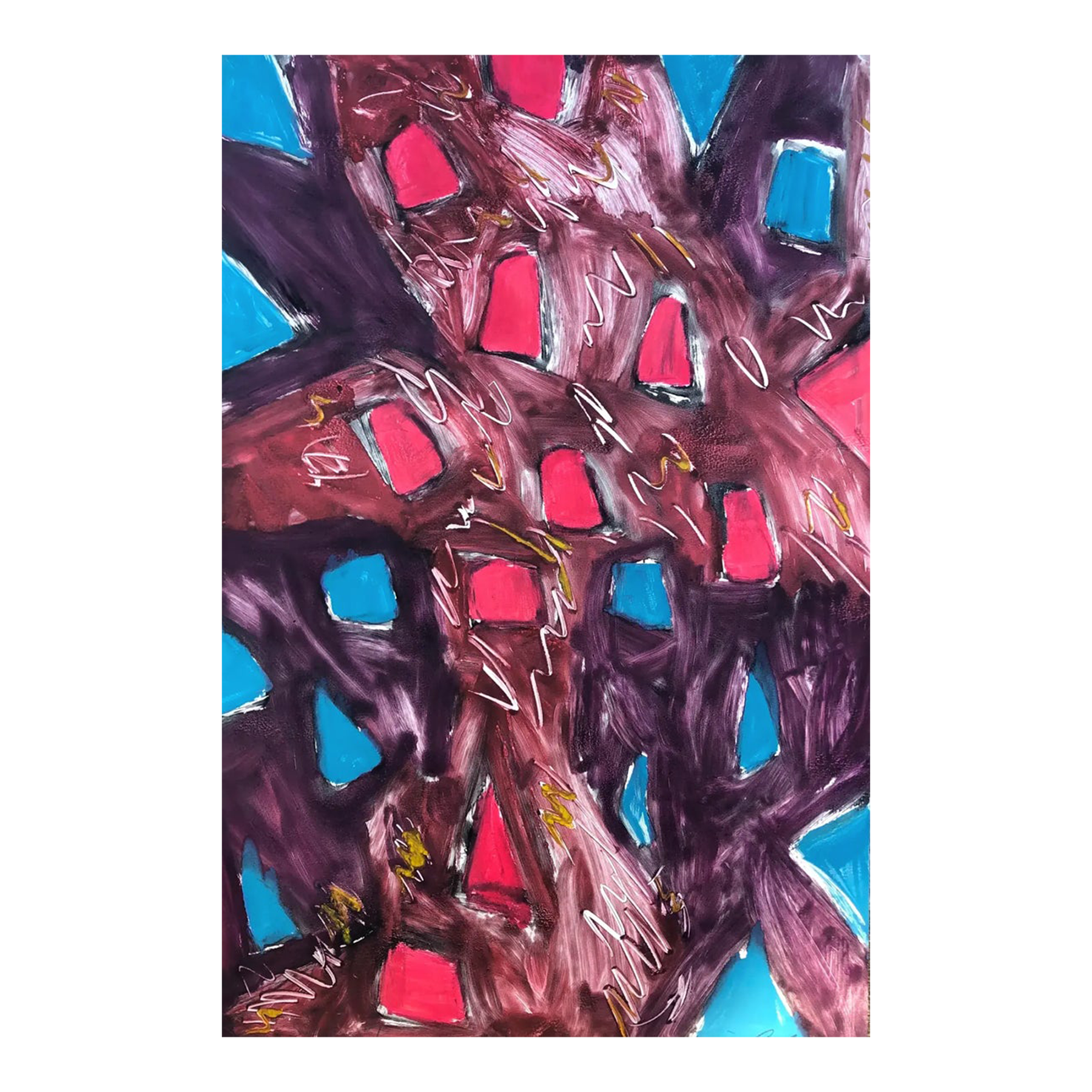 1980s Adrienne Anderson Abstract Painting on Paper