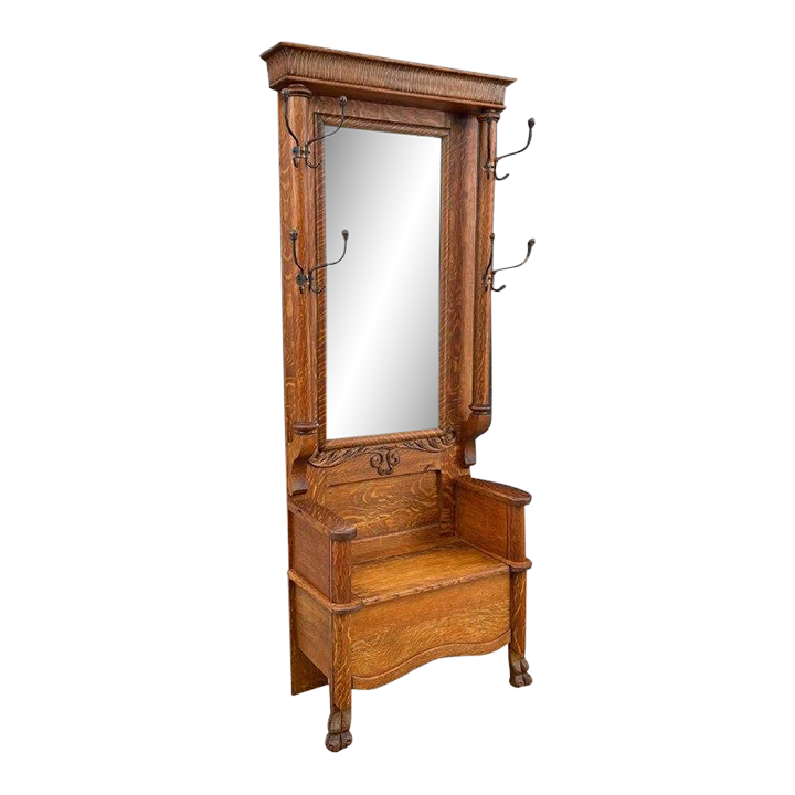 1960s Antique Oak Dressing Mirror Stand With Claw Feet Chairish
