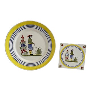 Vintage French Faience Quimper Pottery- Henriot Quimper Plate and