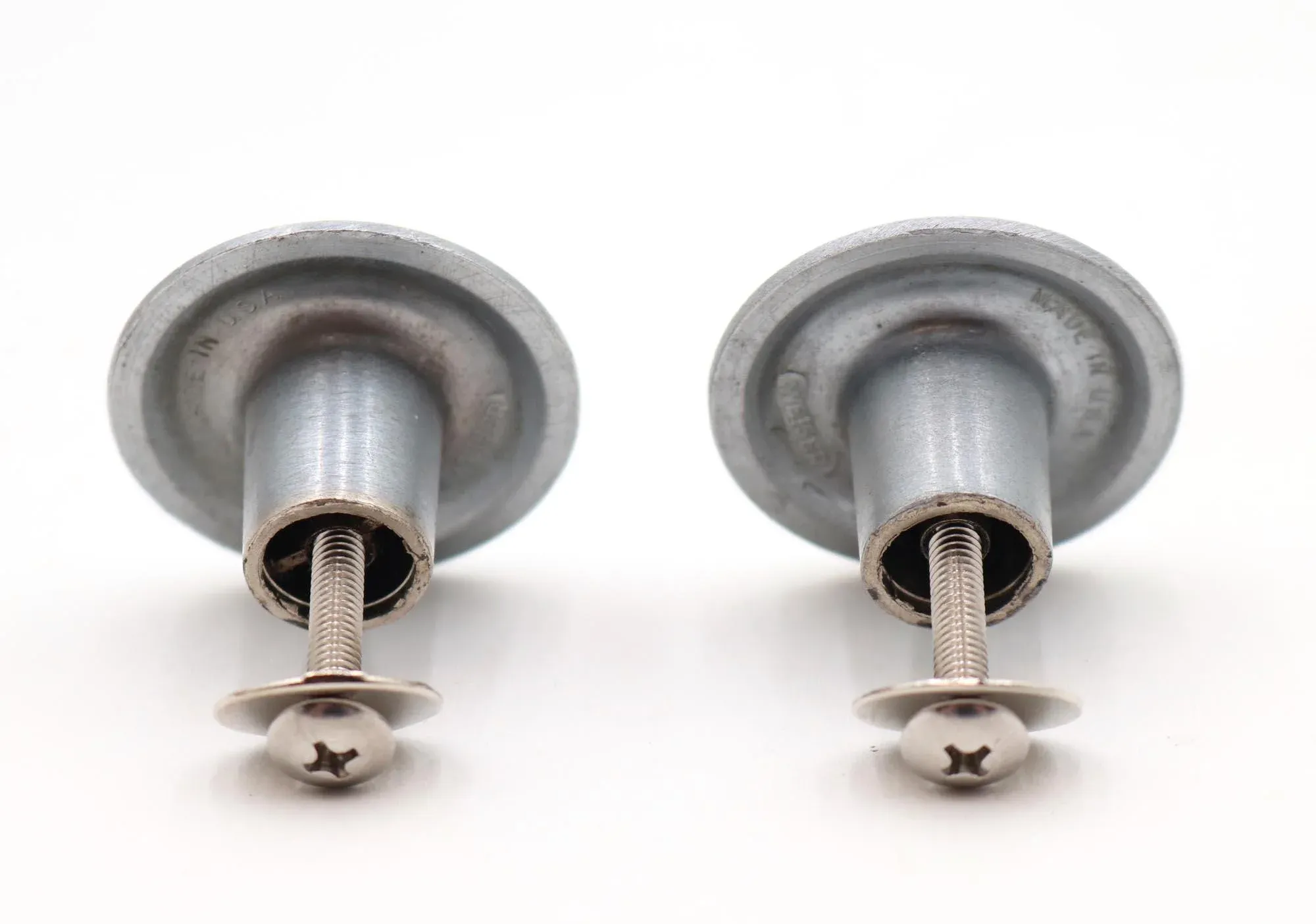 Pair of 1.5 In. Brushed Steel Brass Cabinet Drawer Knobs