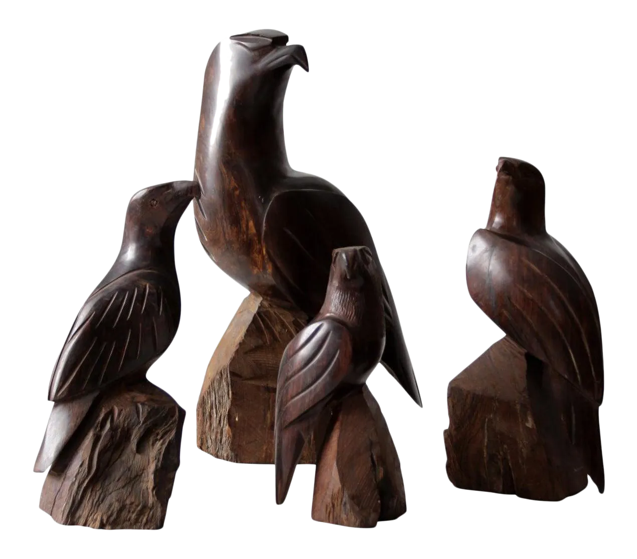 Vintage Wooden Eagle Statues Set of 4 Chairish