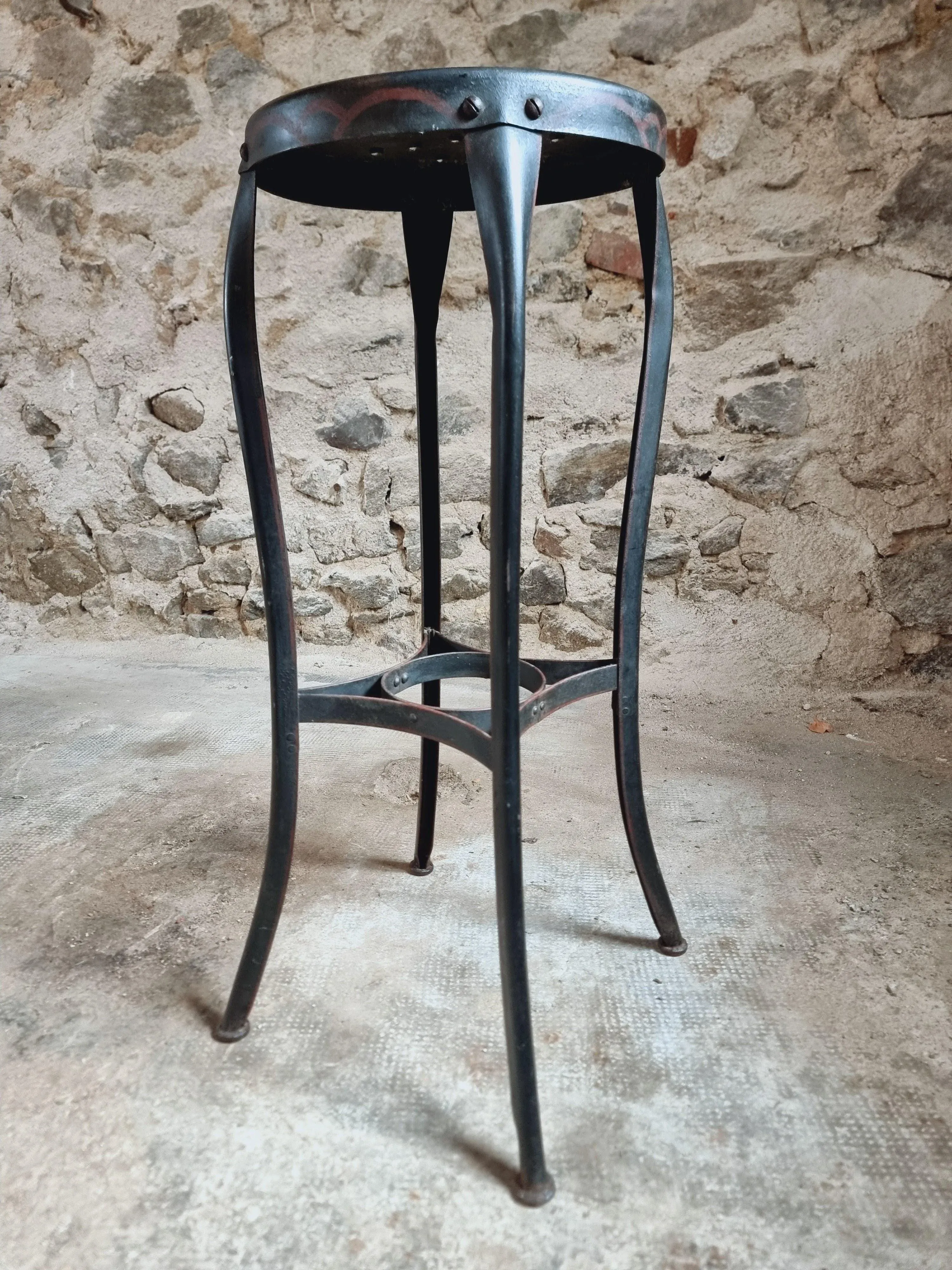 Antique Industrial American Stool by Toledo Art Steel Co., 1930s