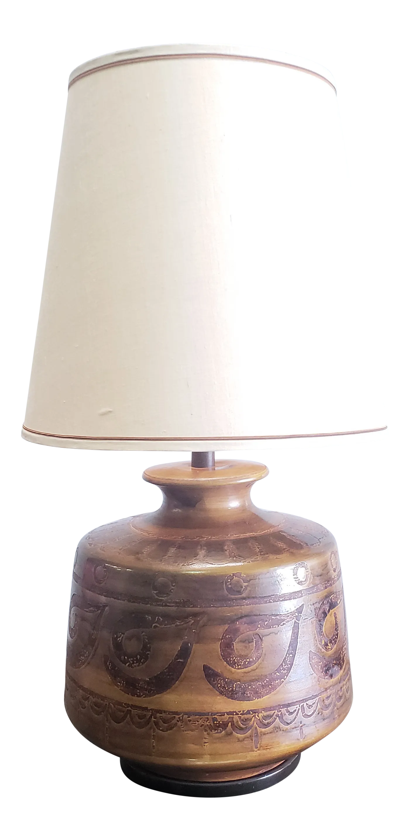 Large Ceramic Brown Table Lamp with Shade Chairish