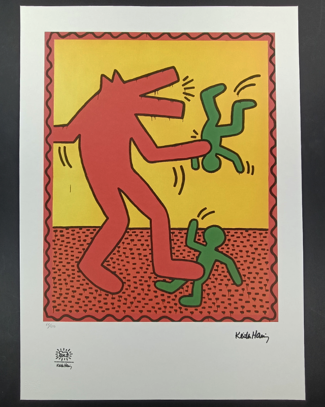 After Keith Haring, Composition, Limited Edition Lithograph, 1990s