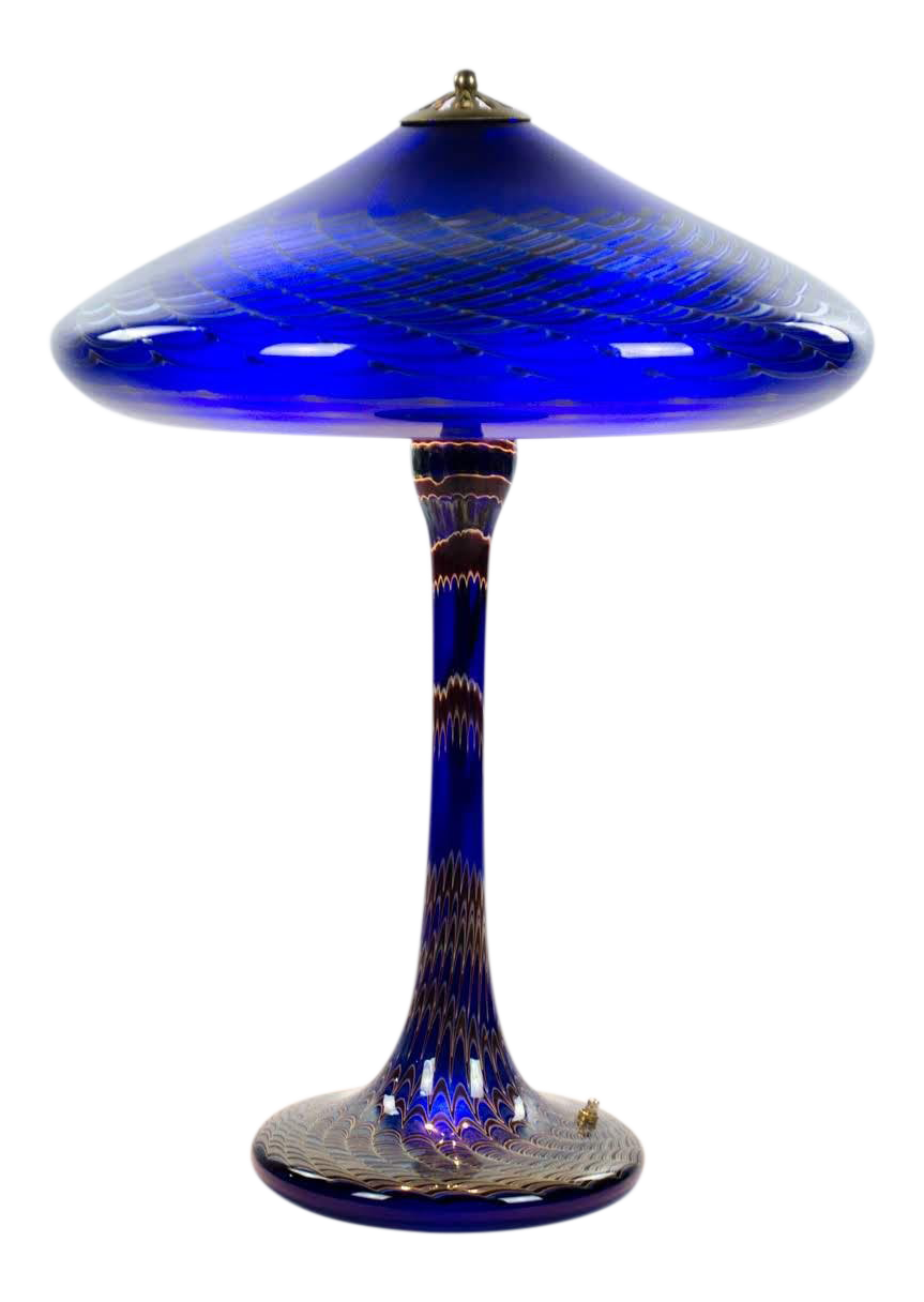 Joseph Clearman Studio Modern Art Glass and Brass Table Lamp Chairish