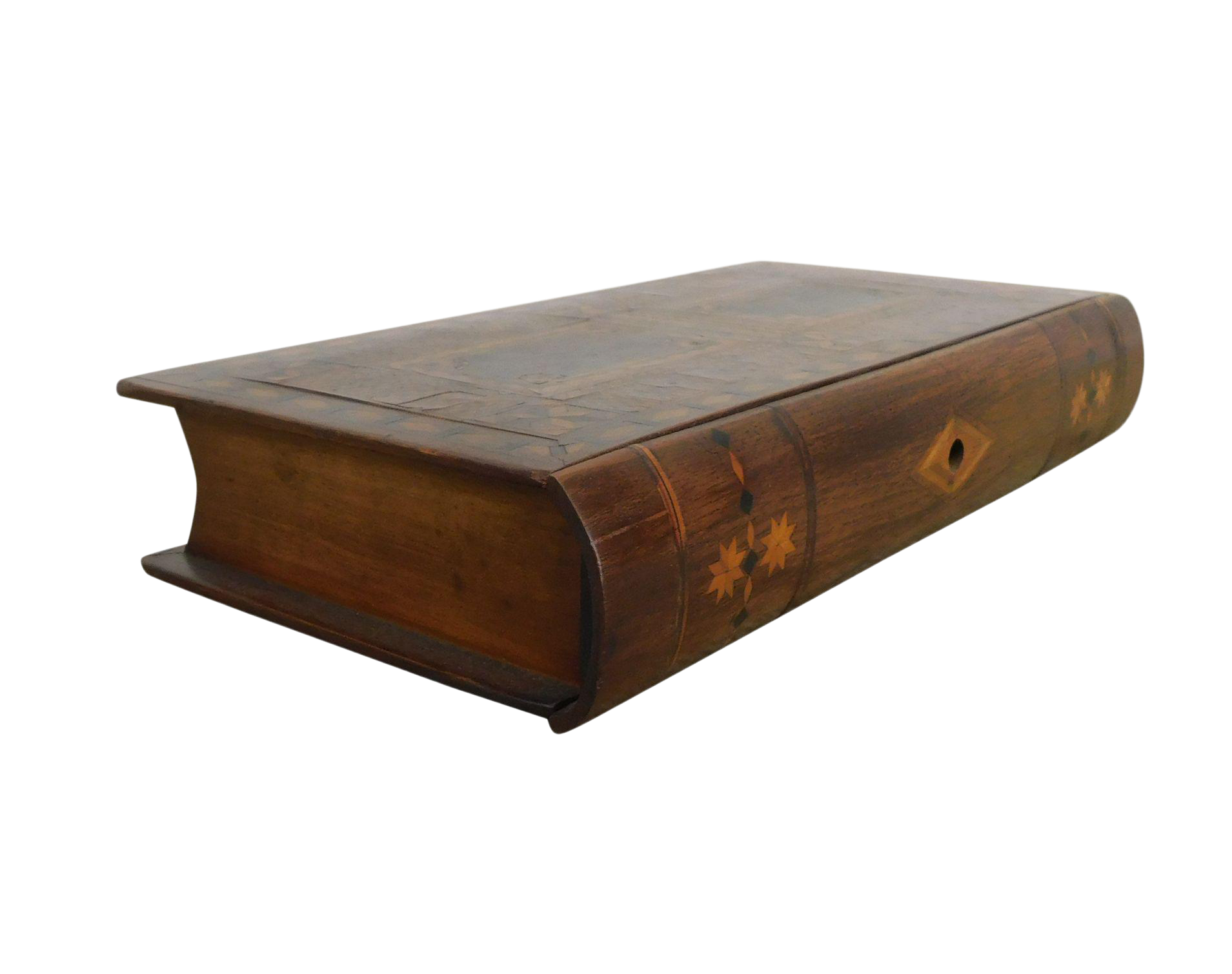 Unusual Antique Inlaid Wood Book Box With Drawer Chairish