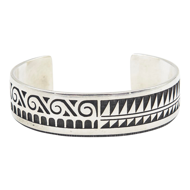Hopi Wadswarth bangle！ Hopi Eddison Wadsworth Overlay Silver Bangle Indian Jewelry