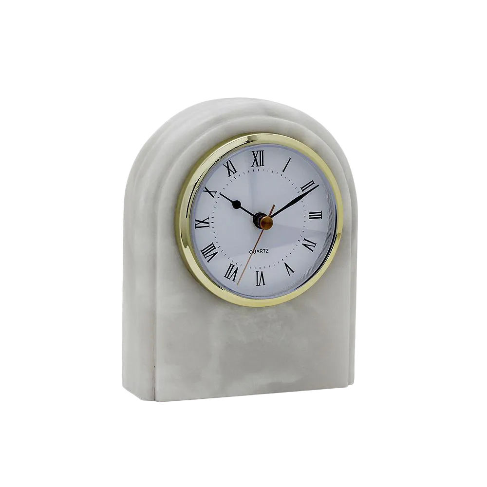Pearl White Marble Desk Clock Chairish