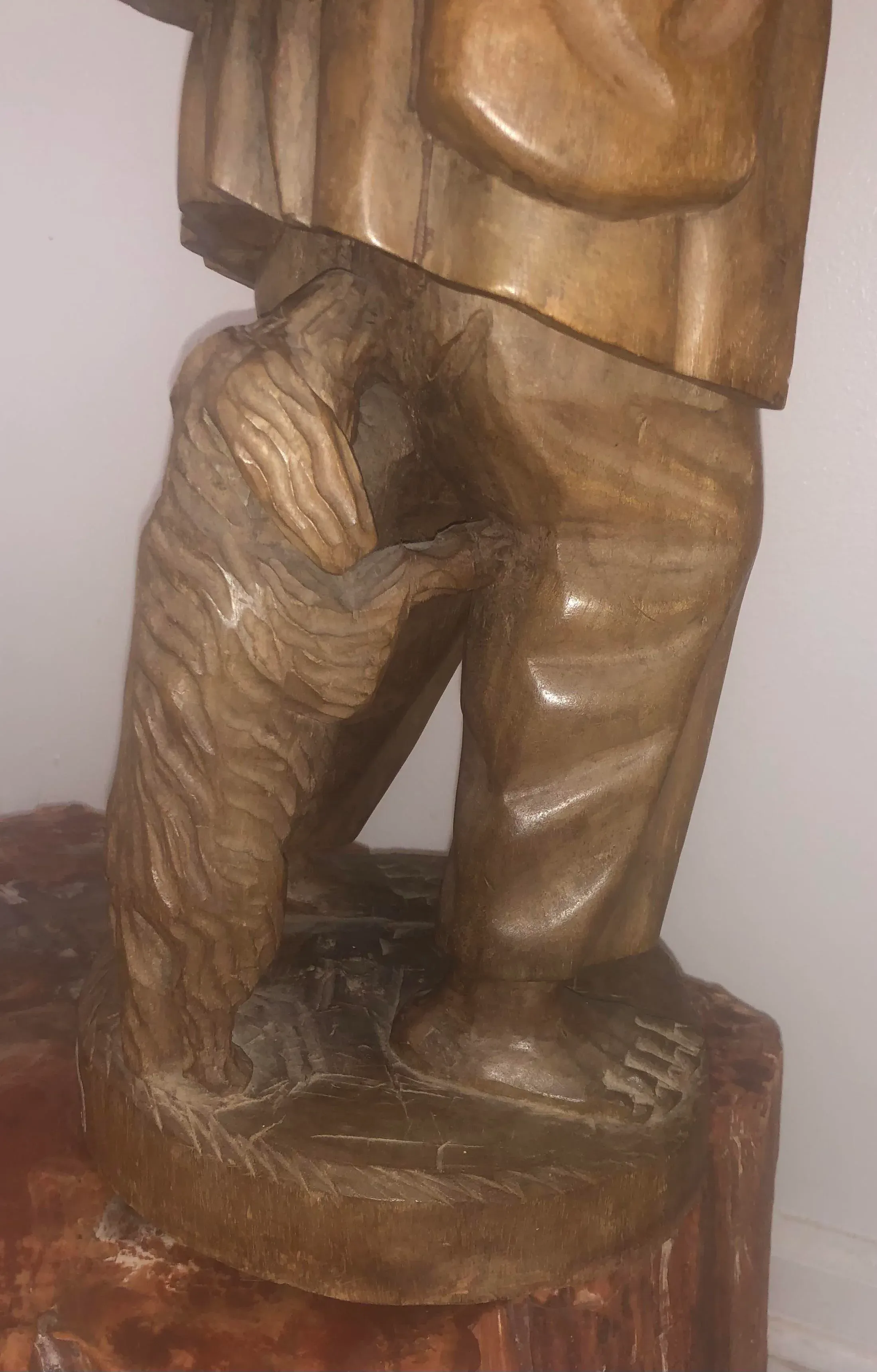 Late 20th Century Figurative Hand Carved Wood Sculpture by