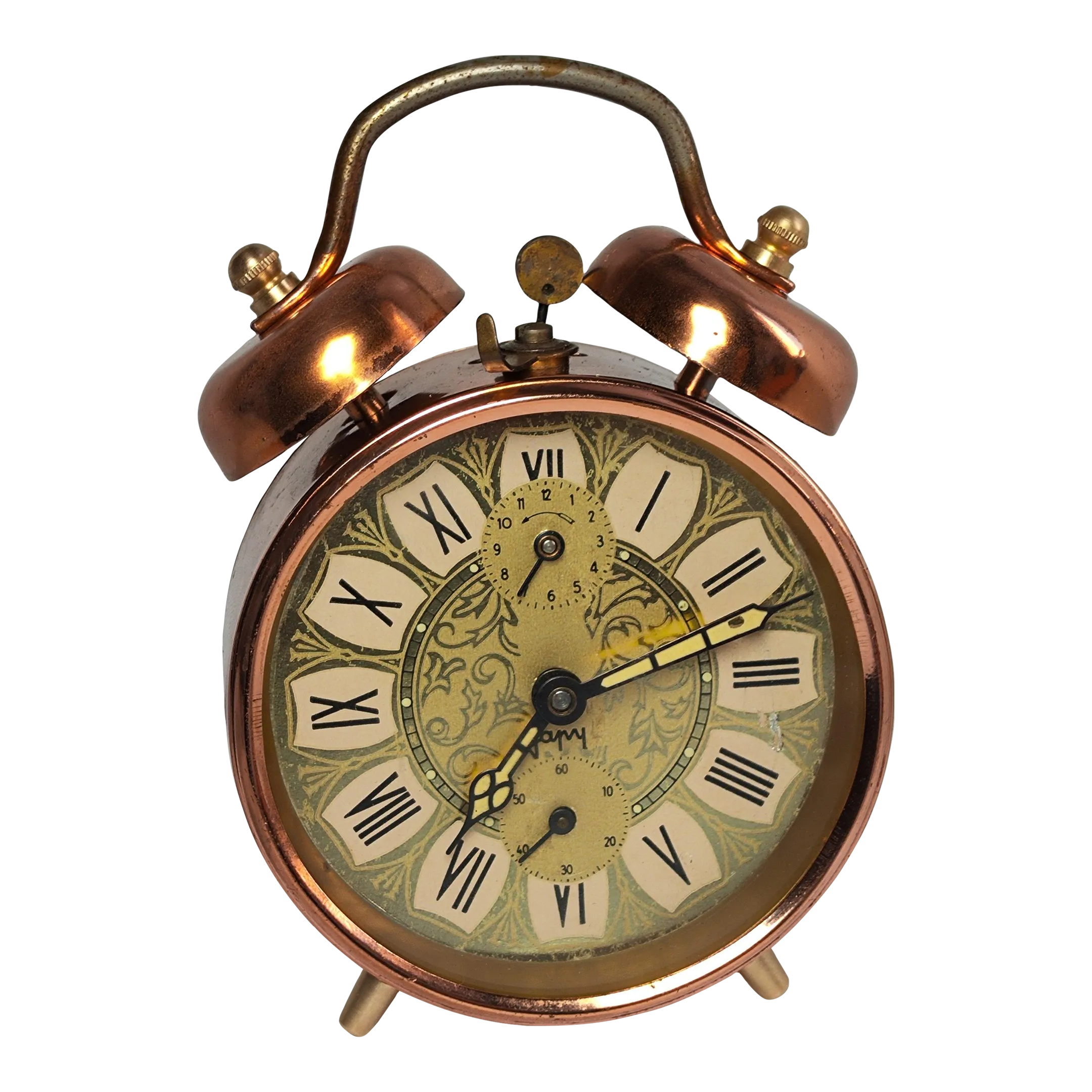 1968 Japy French Vintage Mechanical Wind-Up Alarm Clock 2 Bells, image size:2160x2160